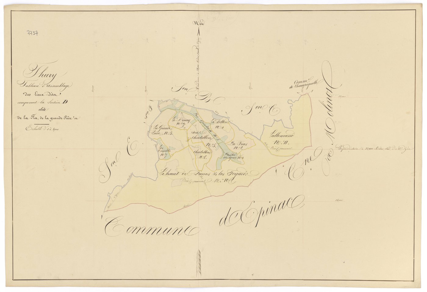 Thury - Section D (tableau d'assemblage) - 3 P PLAN 636/10