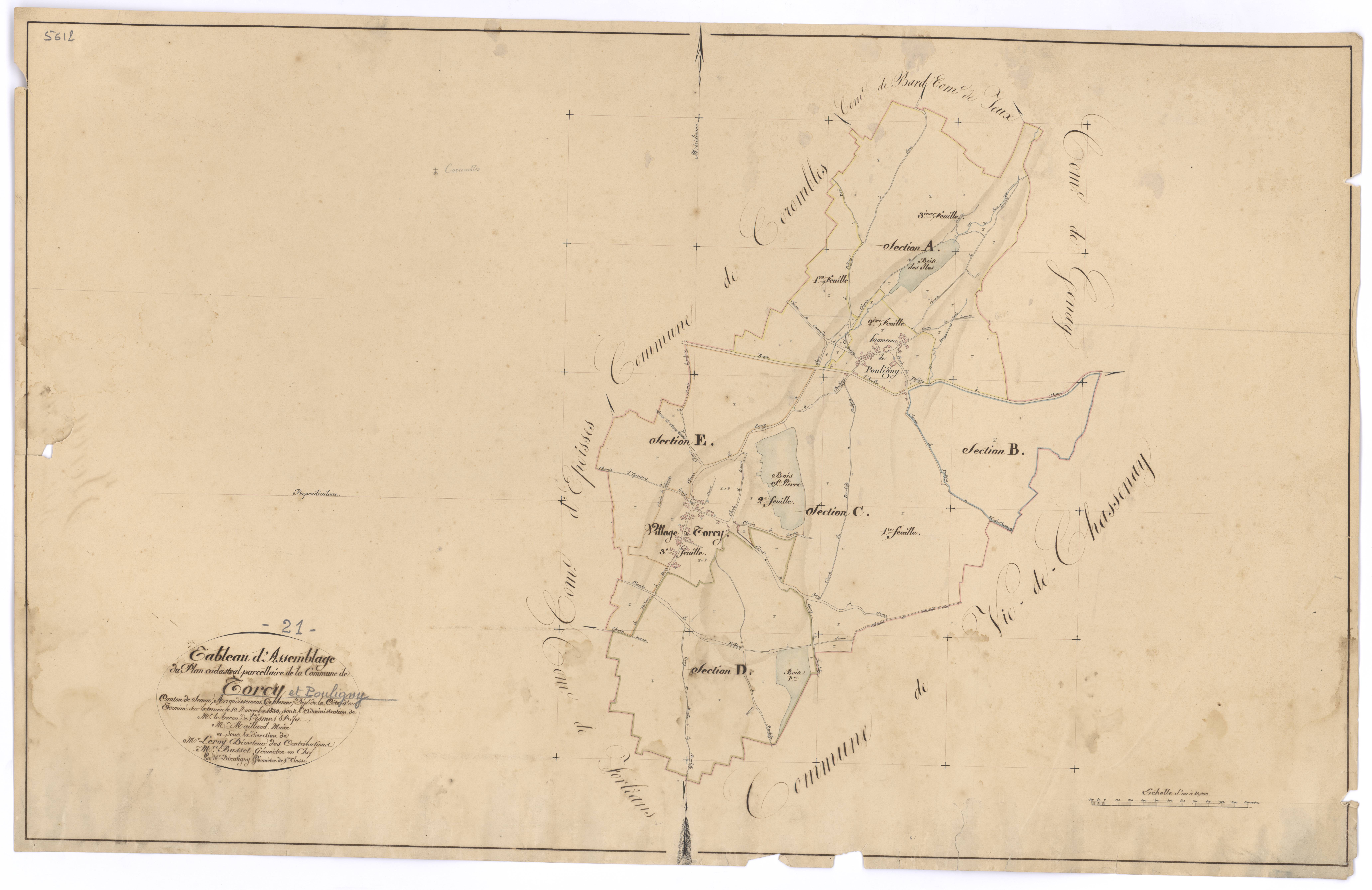 Torcy-et-Pouligny - Tableau d'assemblage - 3 P PLAN 640/1