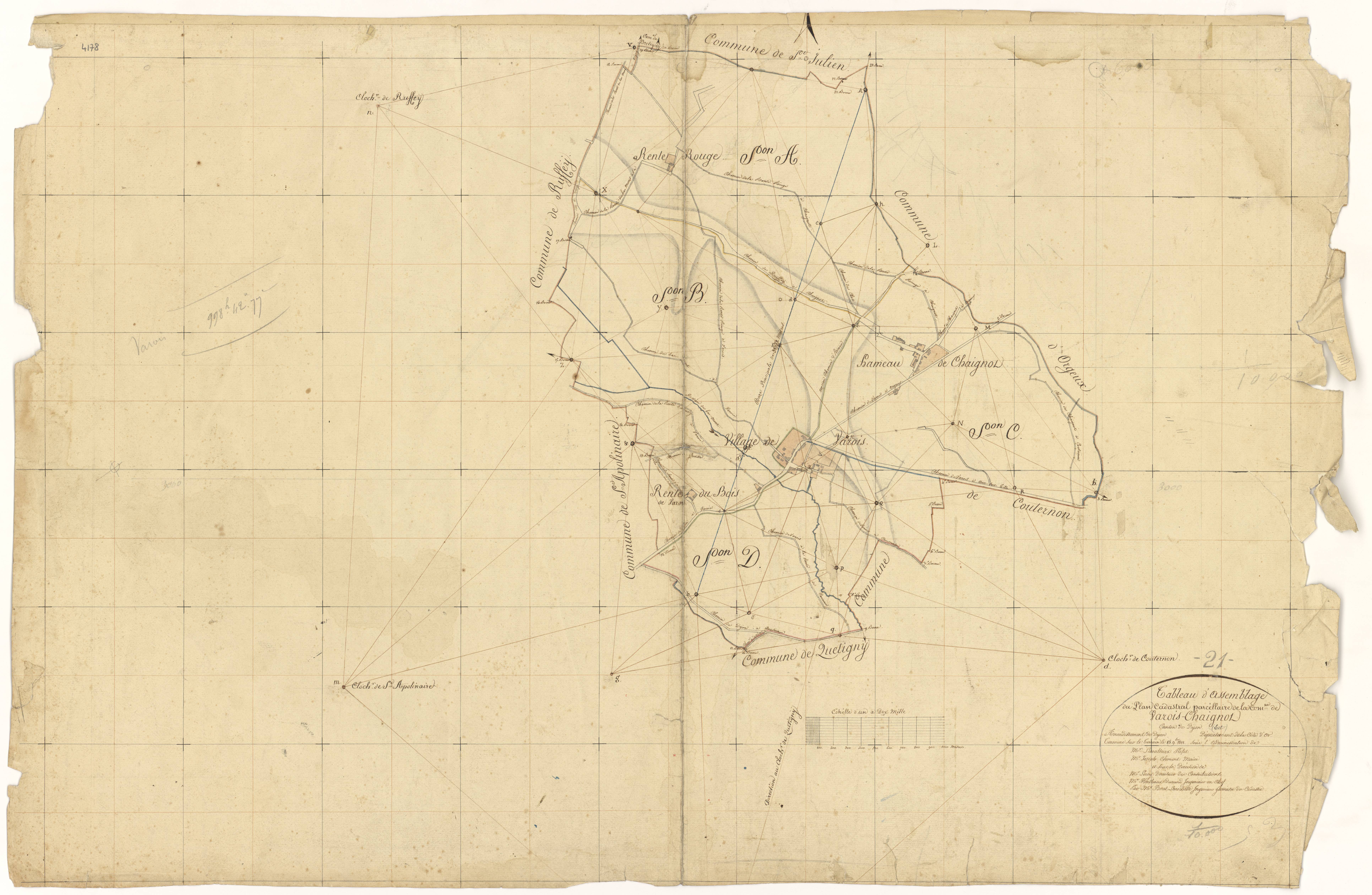 Varois-et-Chaignot - Tableau d'assemblage - 3 P PLAN 657/1