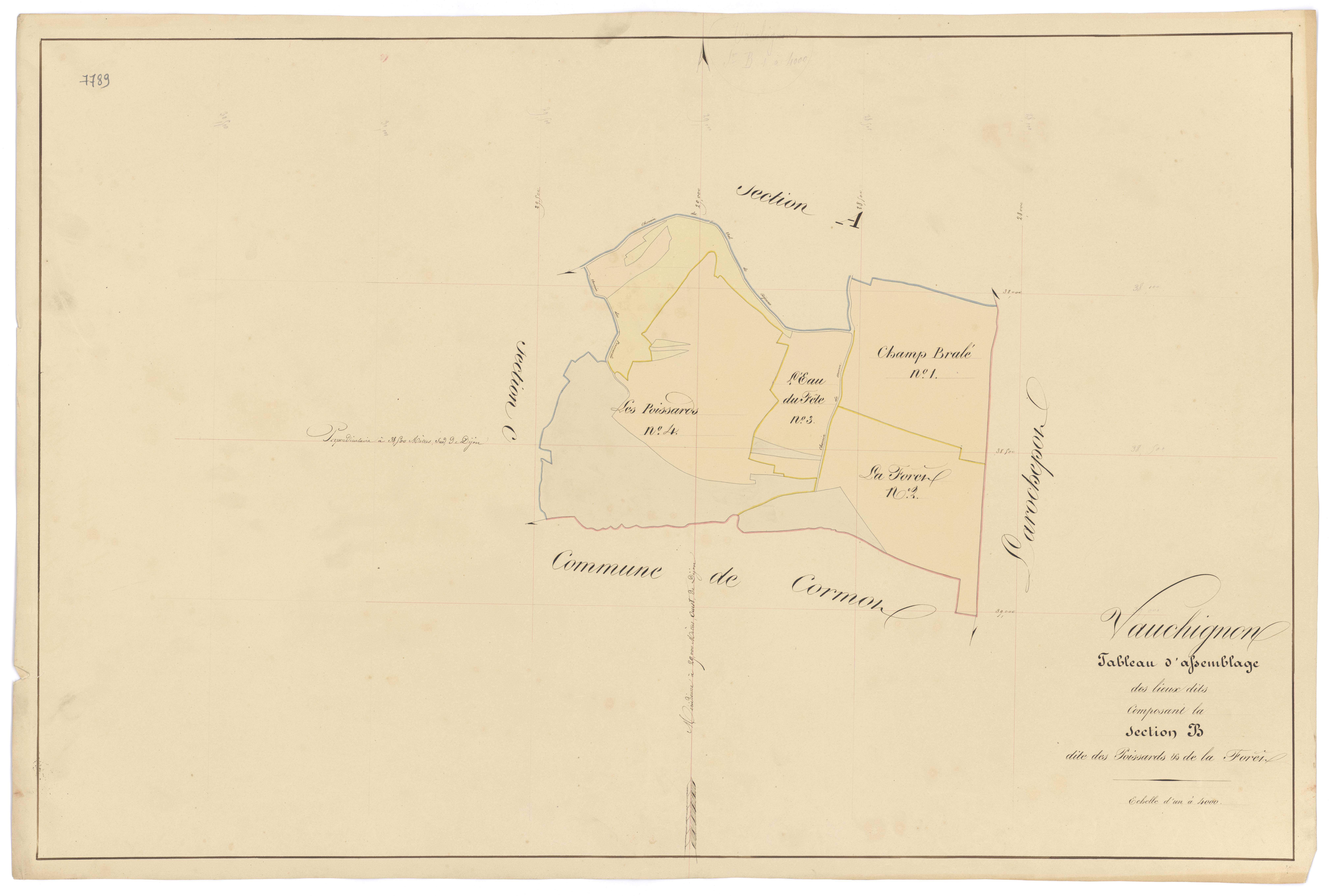Vauchignon - Section B (tableau d'assemblage) - 3 P PLAN 658/8