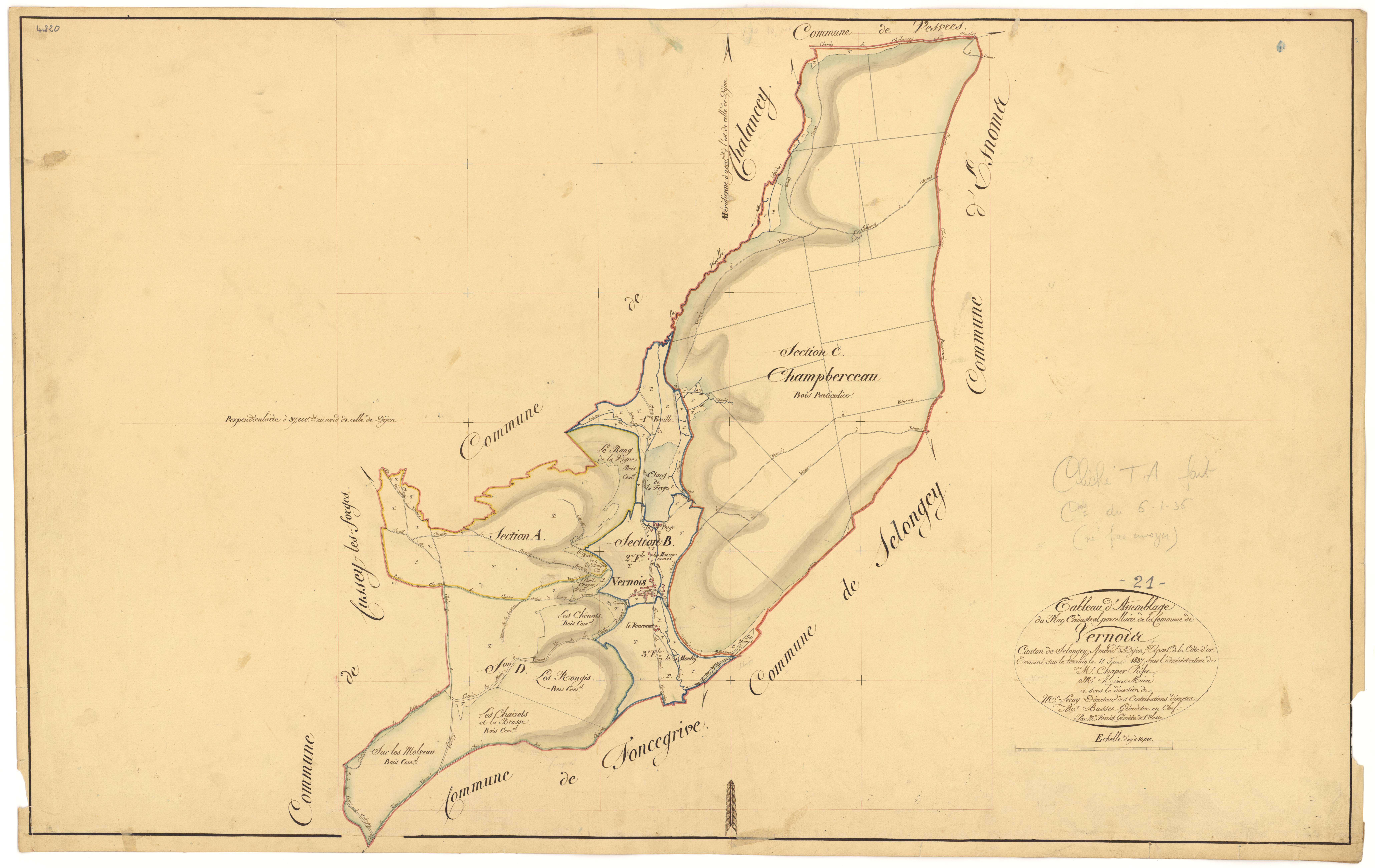 Vernois-lès-Vesvres - Tableau d'assemblage - 3 P PLAN 666/1