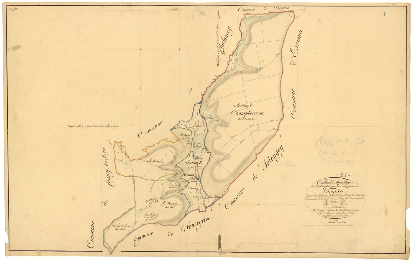 Vernois-lès-Vesvres - Tableau d'assemblage - 3 P PLAN 666/1