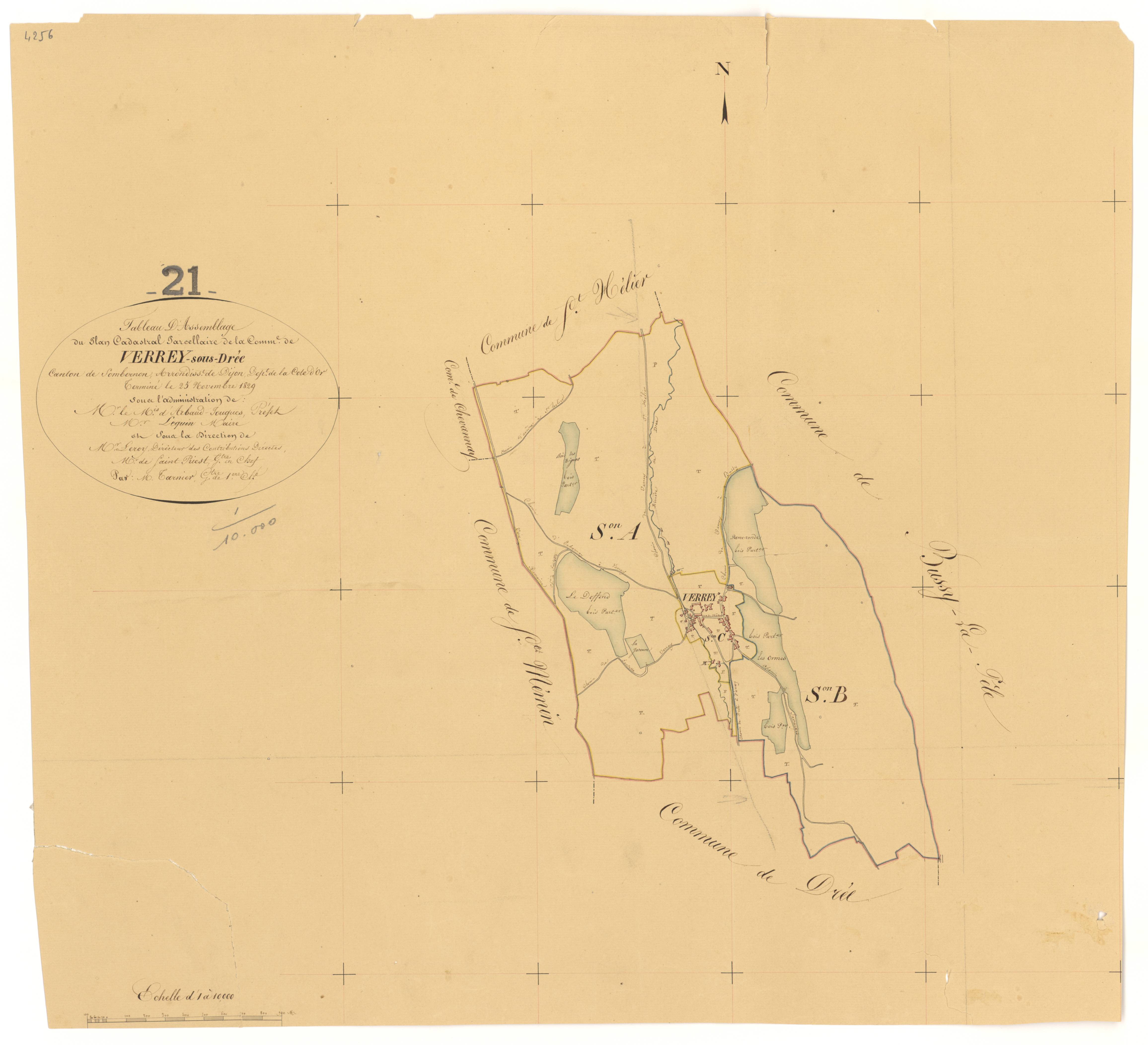 Verrey-sous-Drée - Tableau d'assemblage - 3 P PLAN 670/1