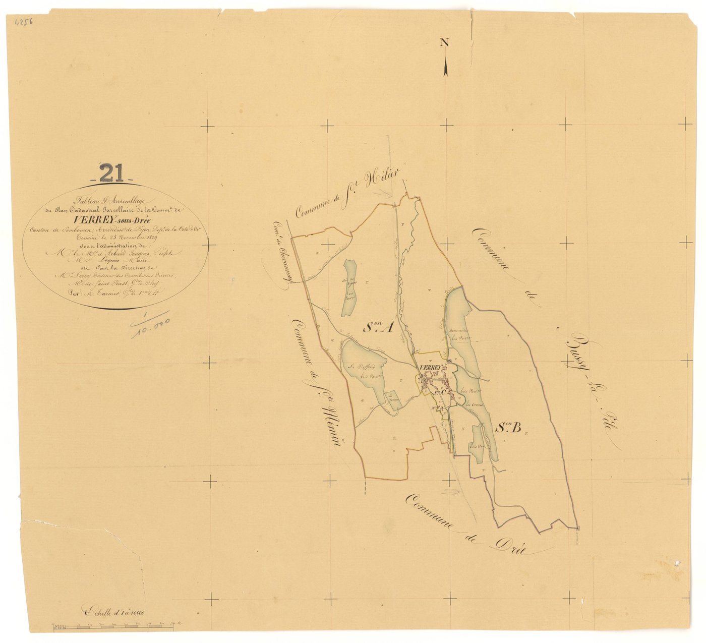 Verrey-sous-Drée - Tableau d'assemblage - 3 P PLAN 670/1