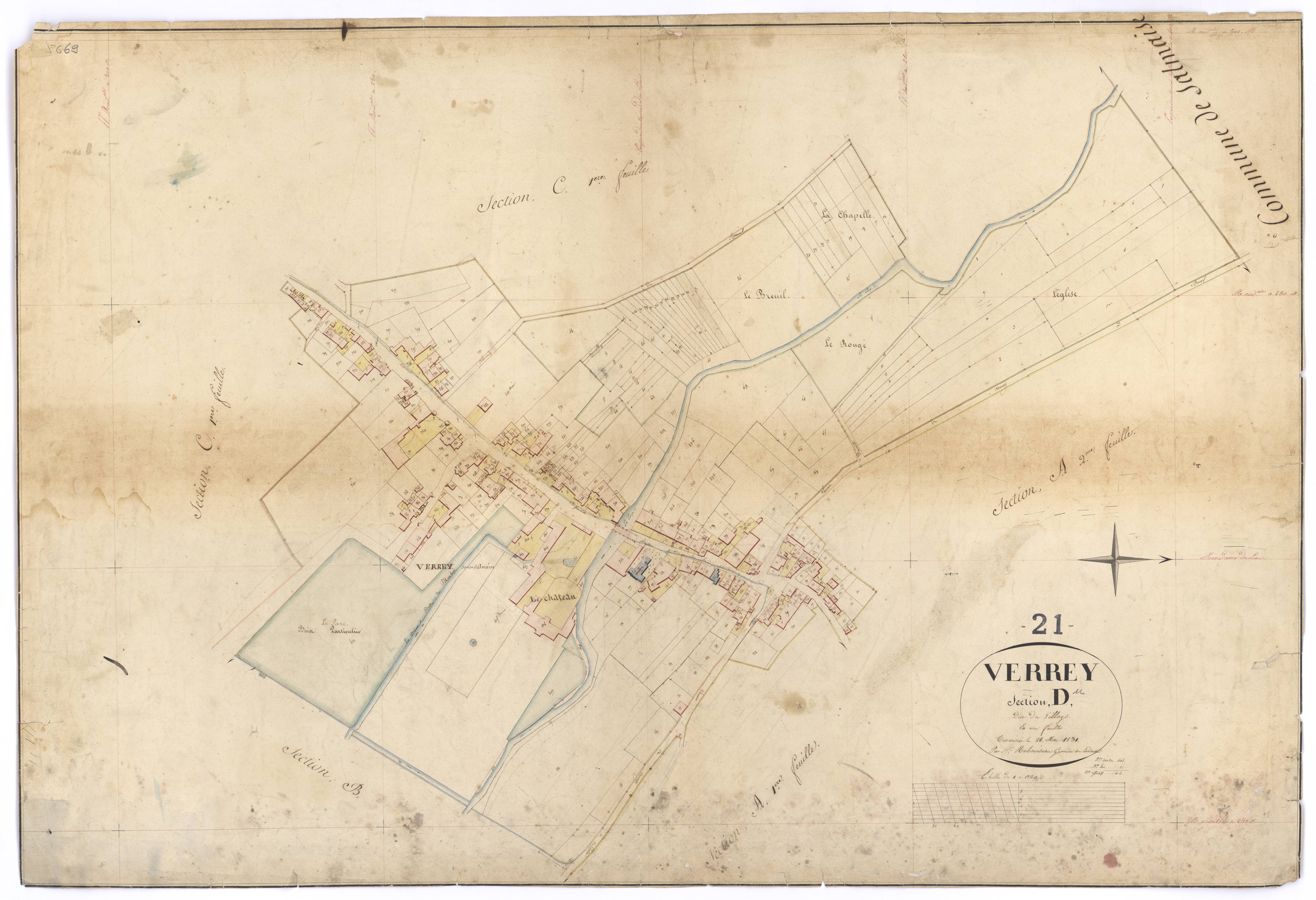 Verrey-sous-Salmaise - Section D - 3 P PLAN 671/8