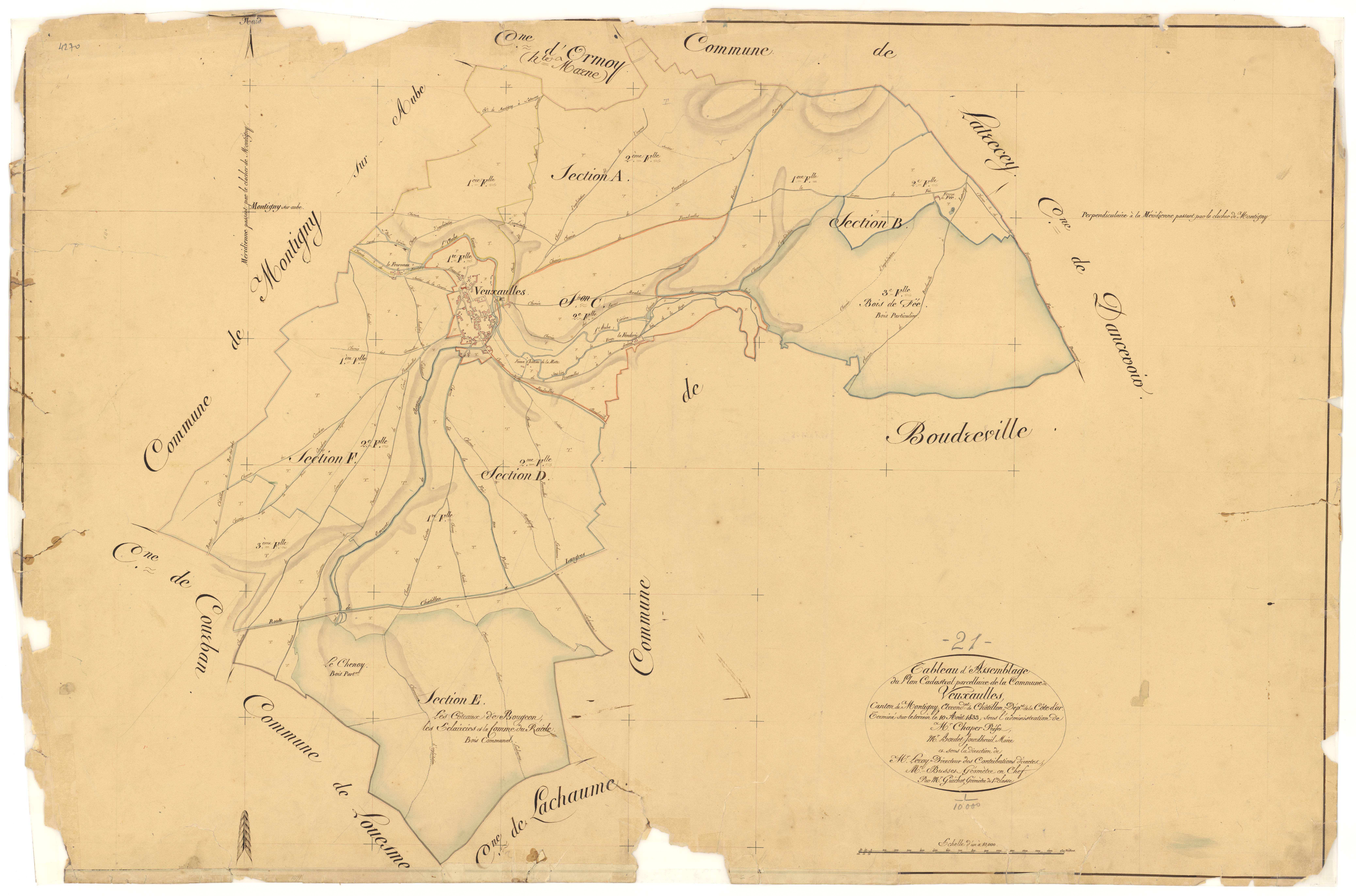 Veuxhaulles-sur-Aube - Tableau d'assemblage - 3 P PLAN 675/1