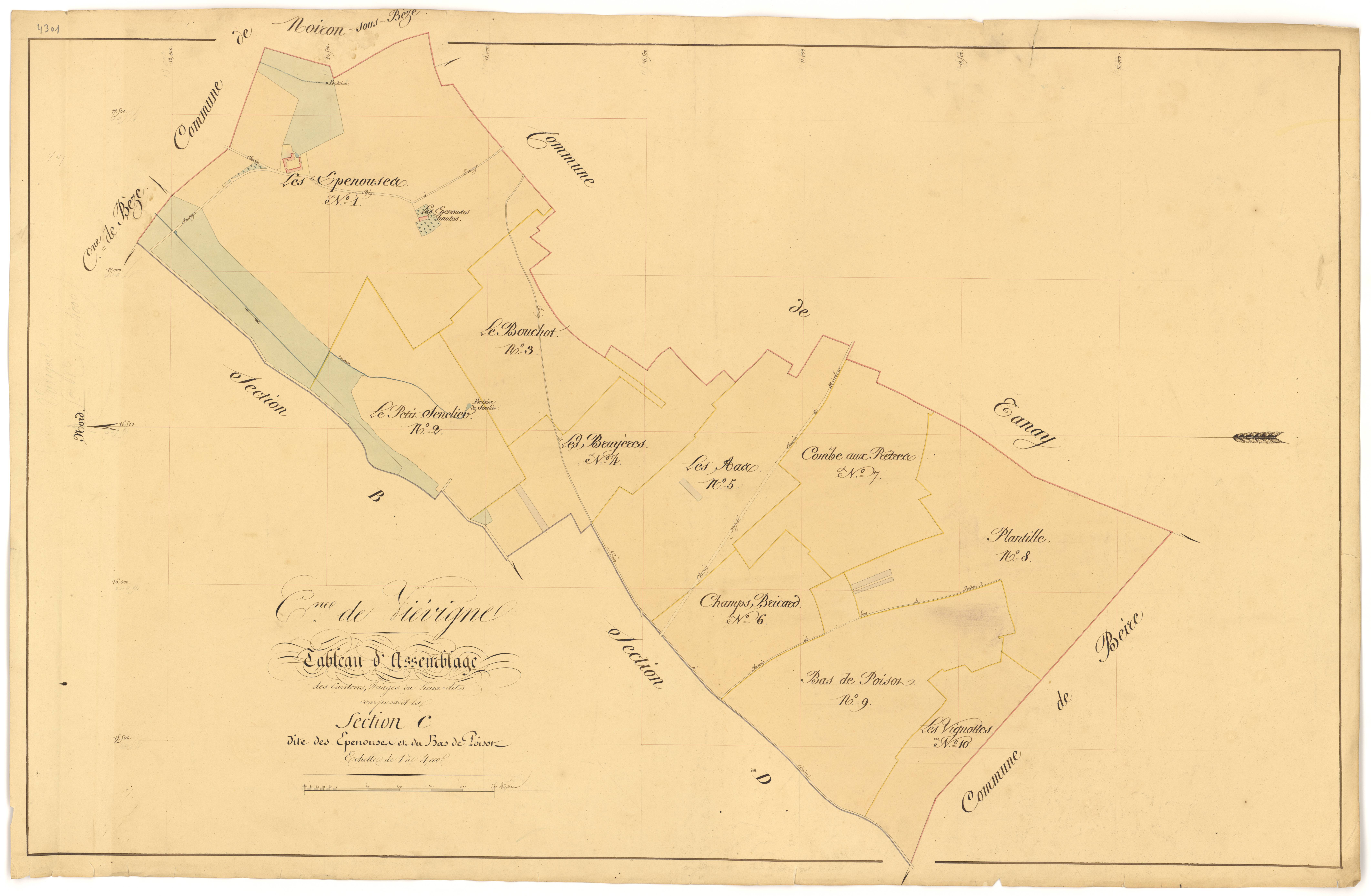 Viévigne - Section C (tableau d'assemblage) - 3 P PLAN 682/8