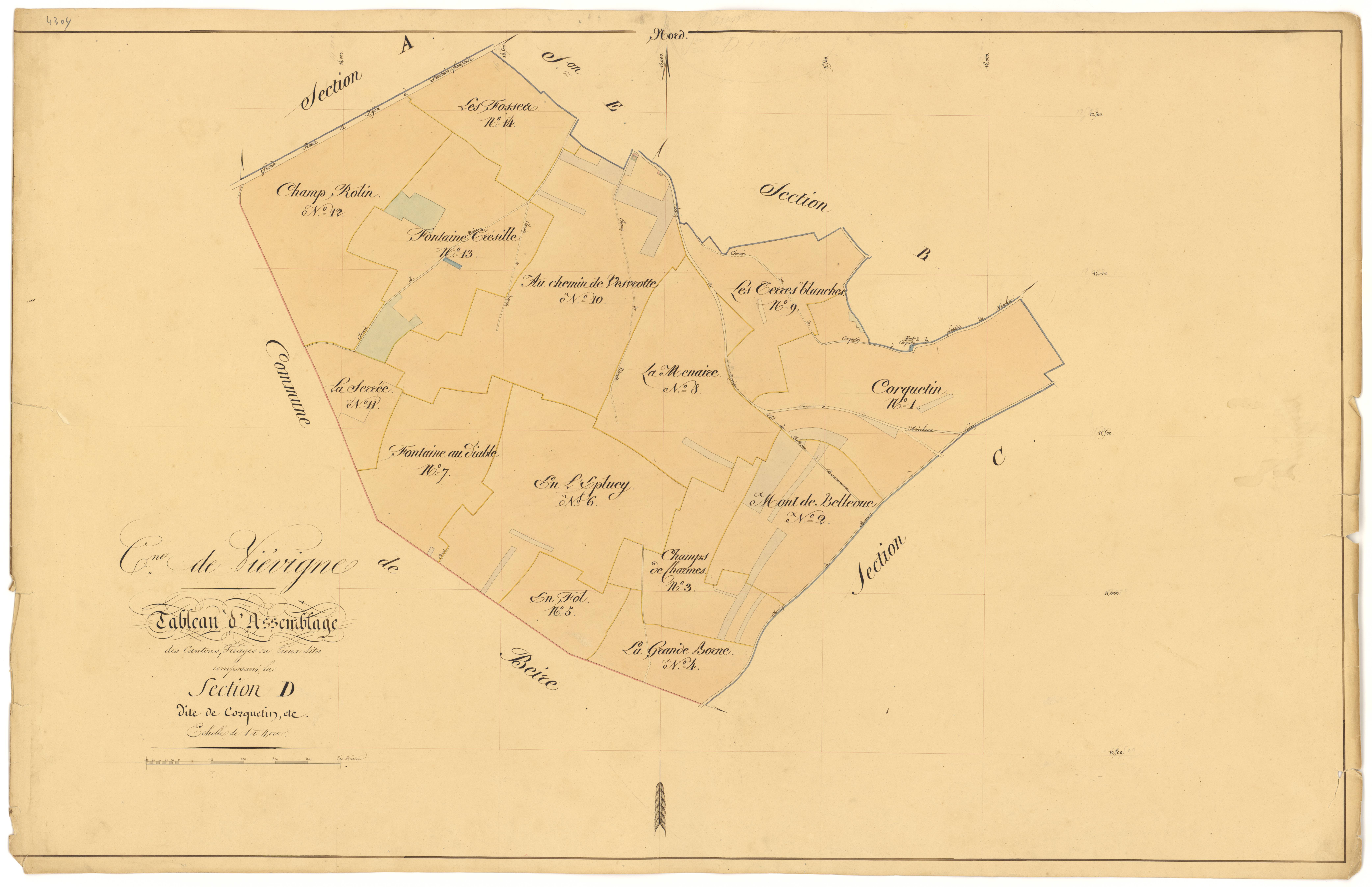 Viévigne - Section D (tableau d'assemblage) - 3 P PLAN 682/11