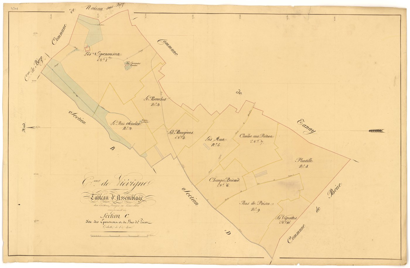 Viévigne - Section C (tableau d'assemblage) - 3 P PLAN 682/8
