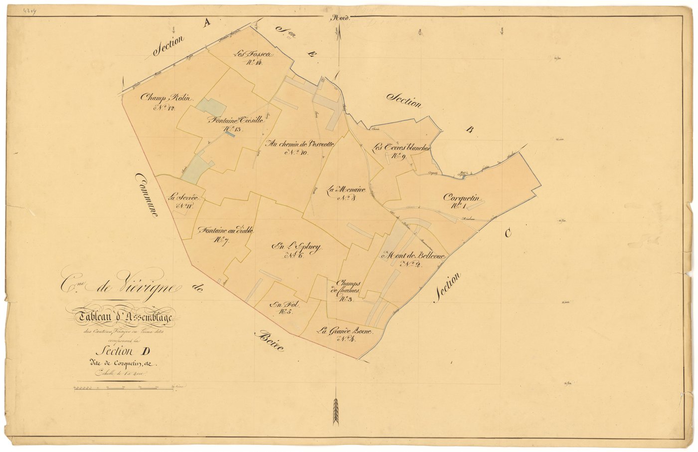 Viévigne - Section D (tableau d'assemblage) - 3 P PLAN 682/11