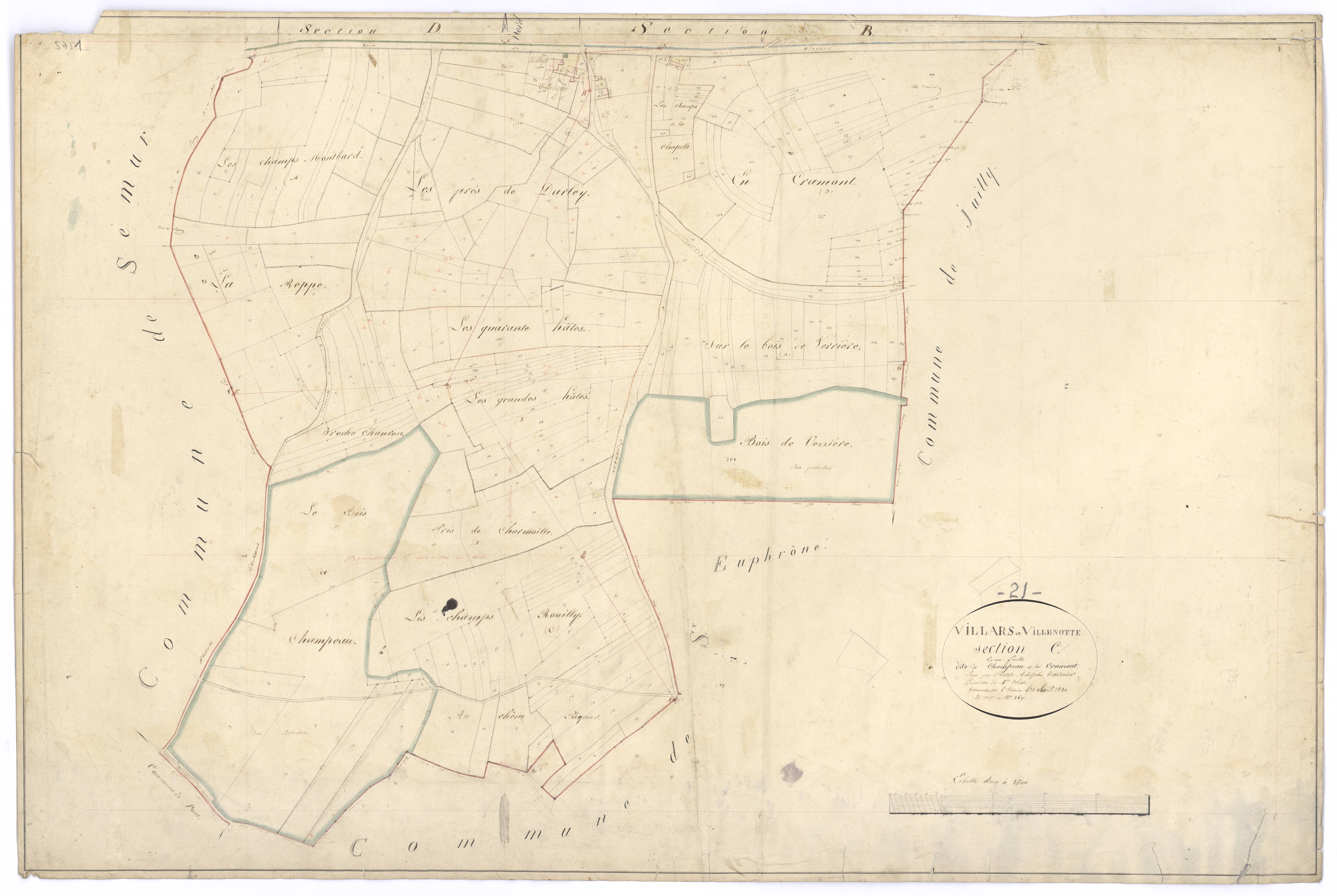 Villars-et-Villenotte - Section C - 3 P PLAN 688/5