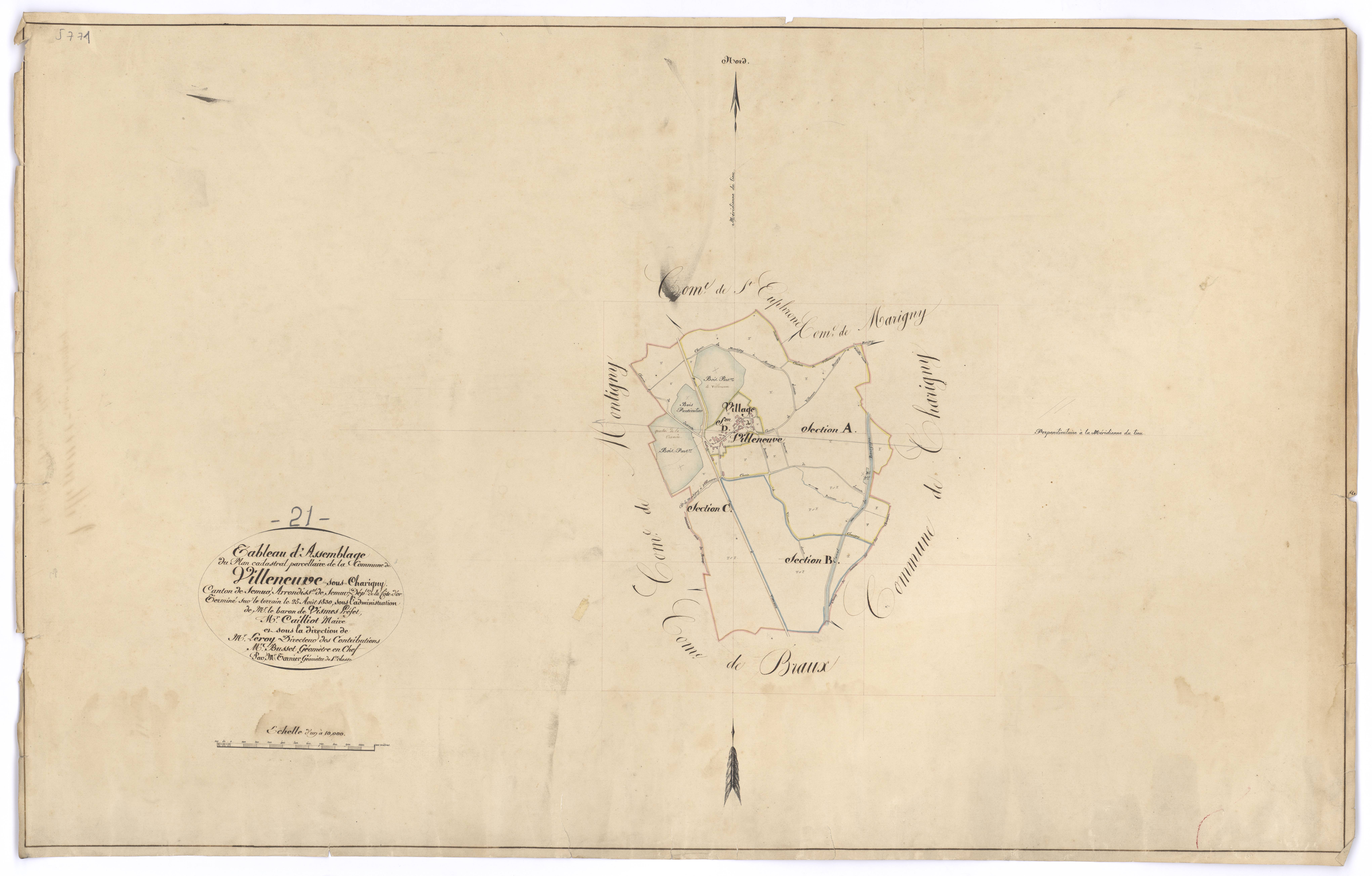 Villeneuve-sous-Charigny - Tableau d'assemblage - 3 P PLAN 696/1