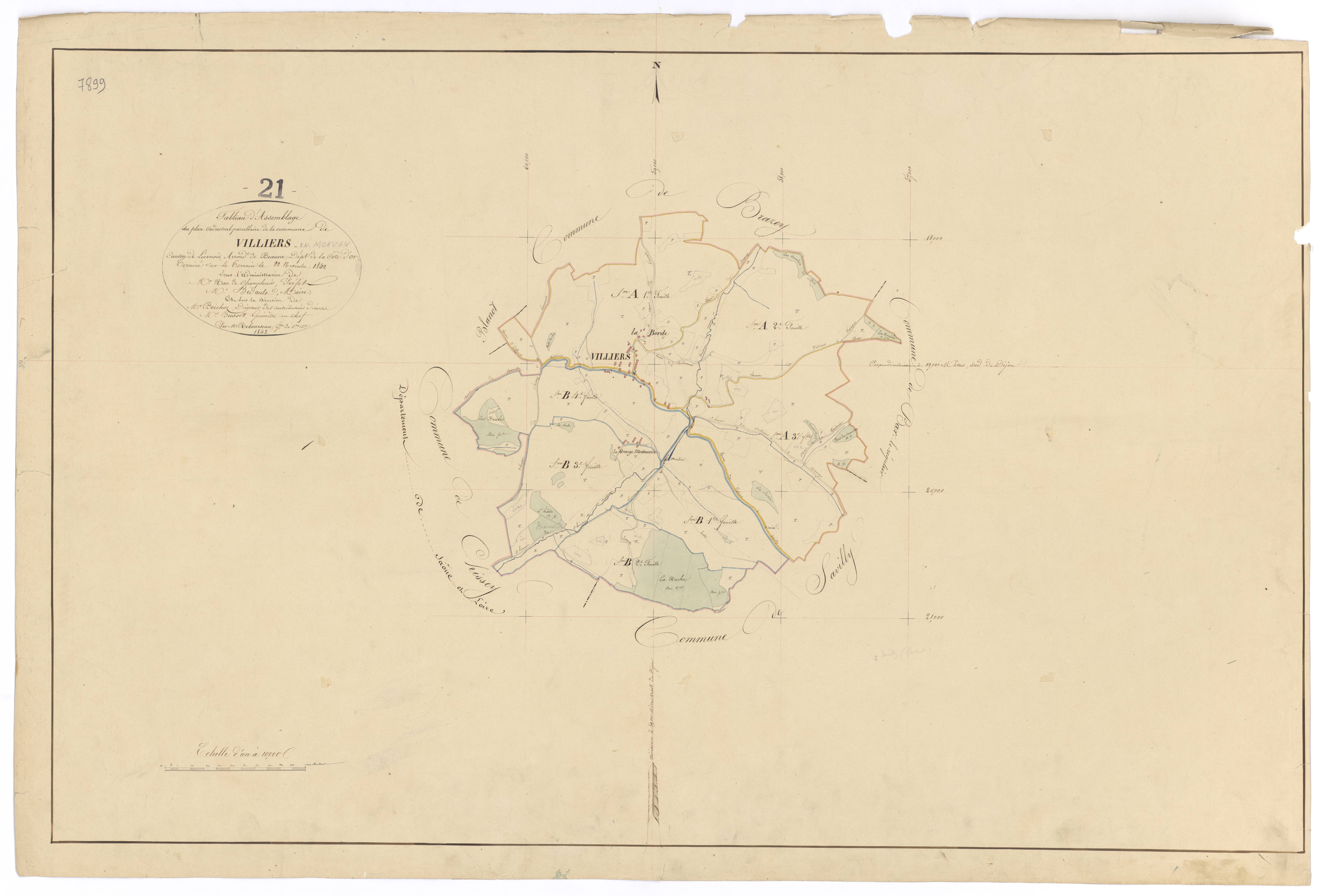 Villiers-en-Morvan - Tableau d'assemblage - 3 P PLAN 703/1