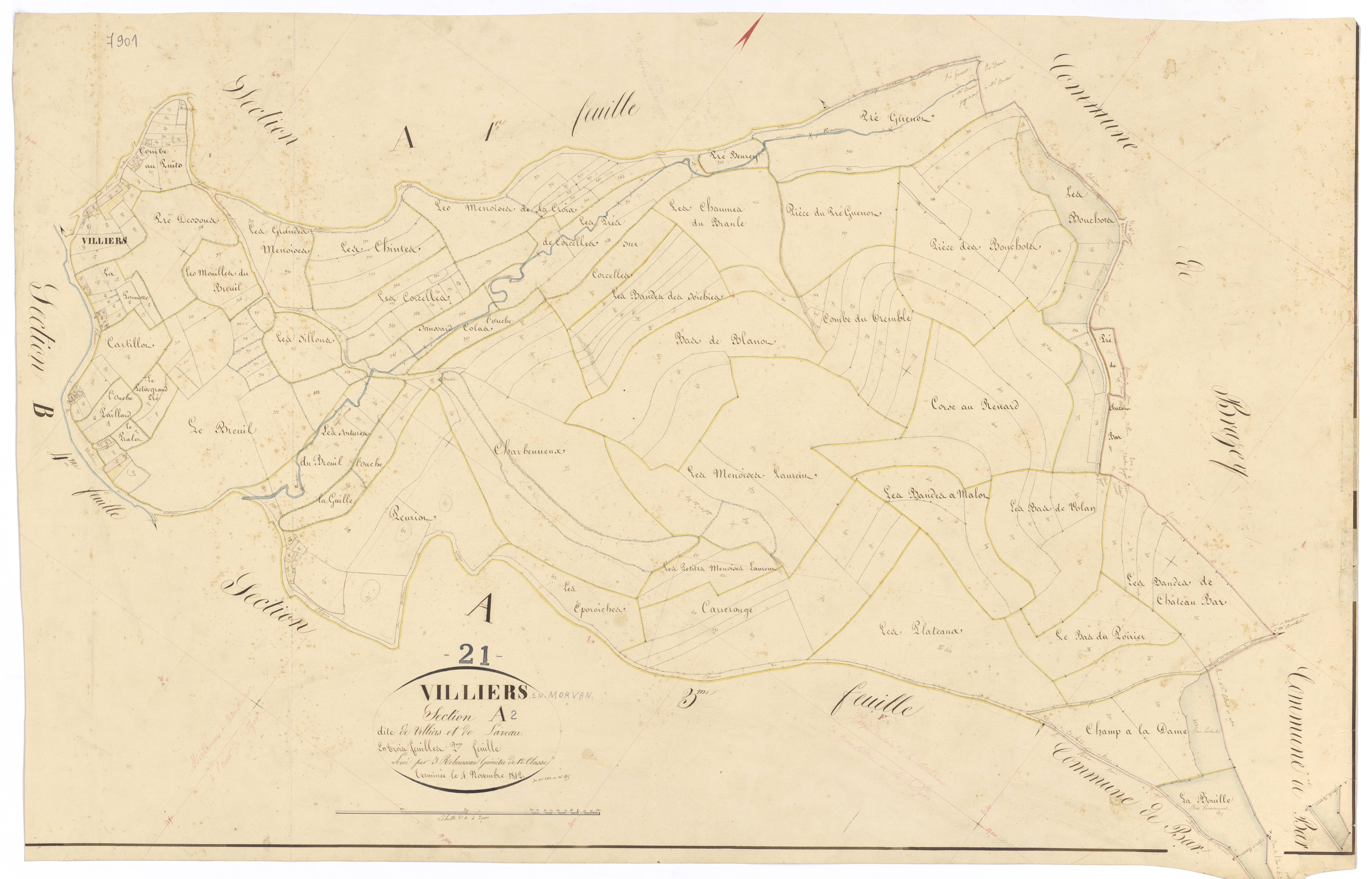 Villiers-en-Morvan - Section A2 - 3 P PLAN 703/3