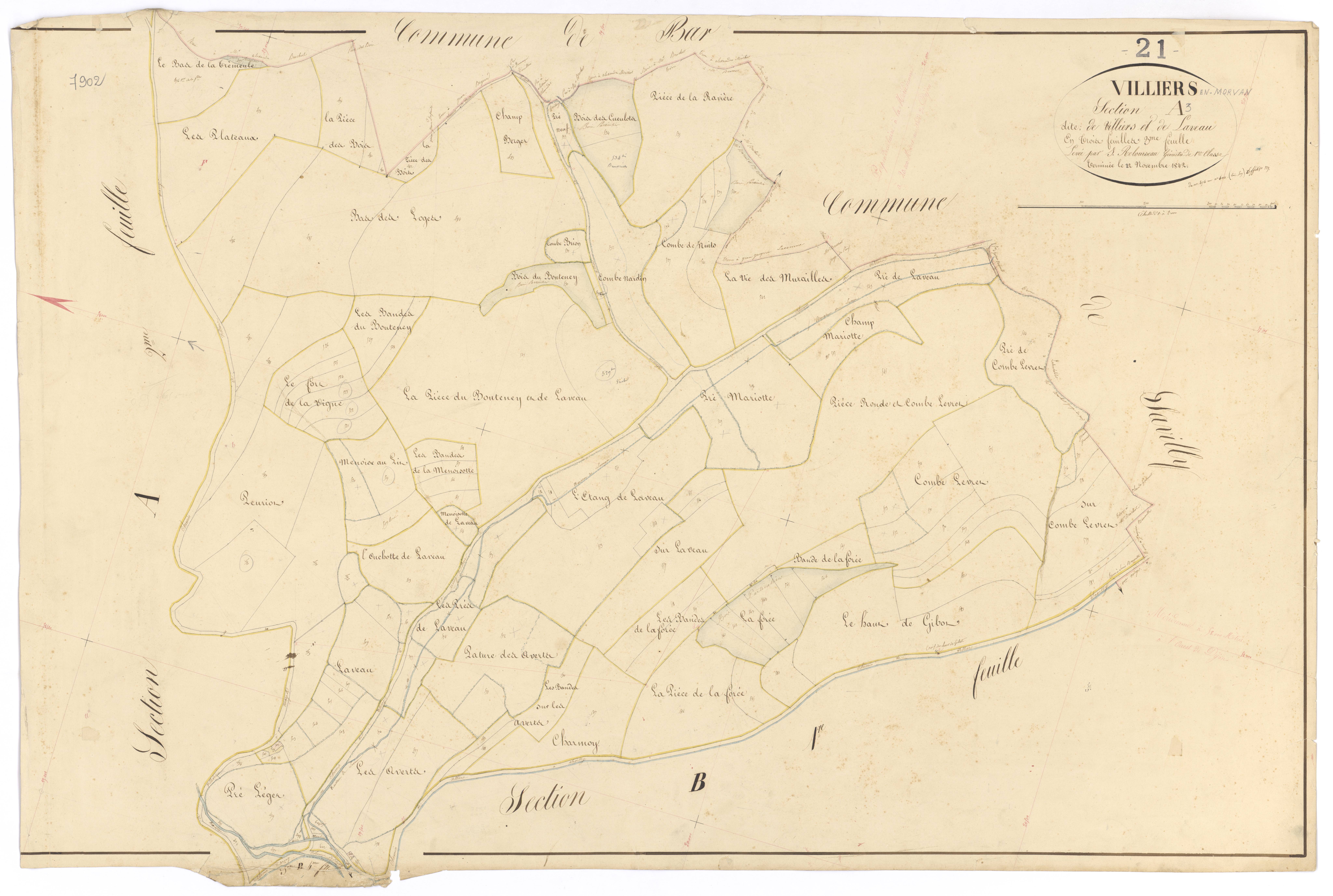 Villiers-en-Morvan - Section A3 - 3 P PLAN 703/4