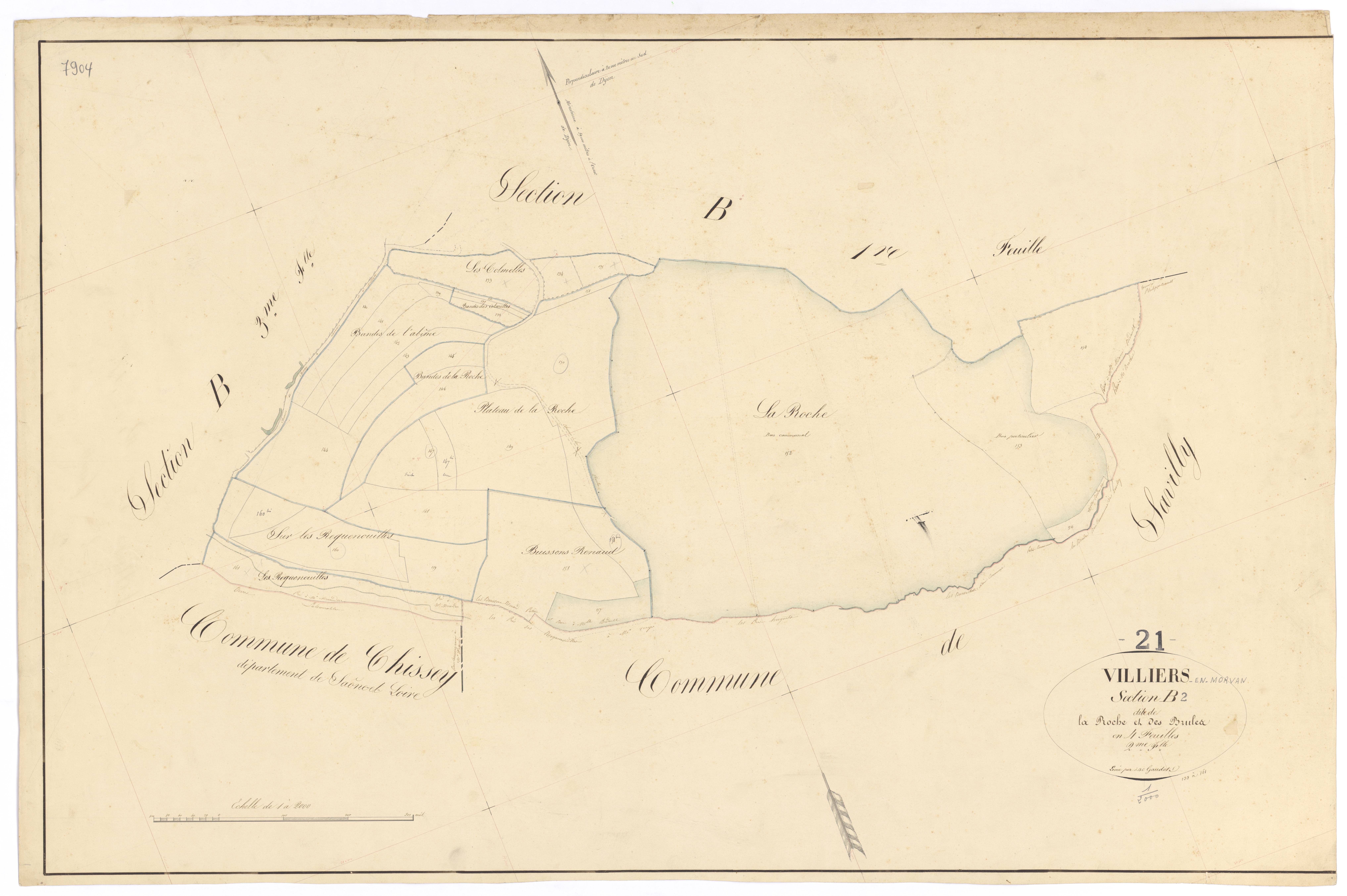Villiers-en-Morvan - Section B2 - 3 P PLAN 703/6
