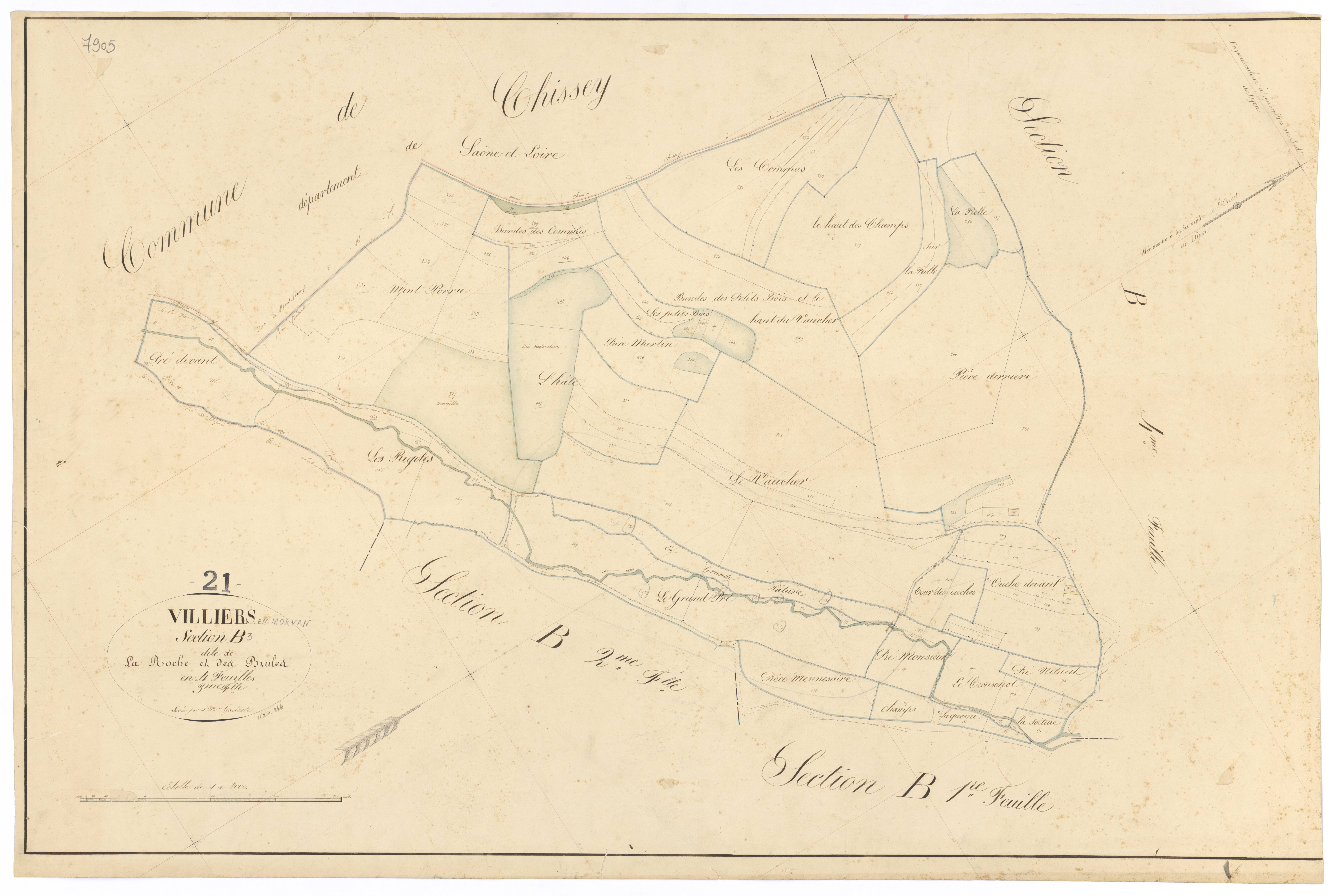 Villiers-en-Morvan - Section B3 - 3 P PLAN 703/7
