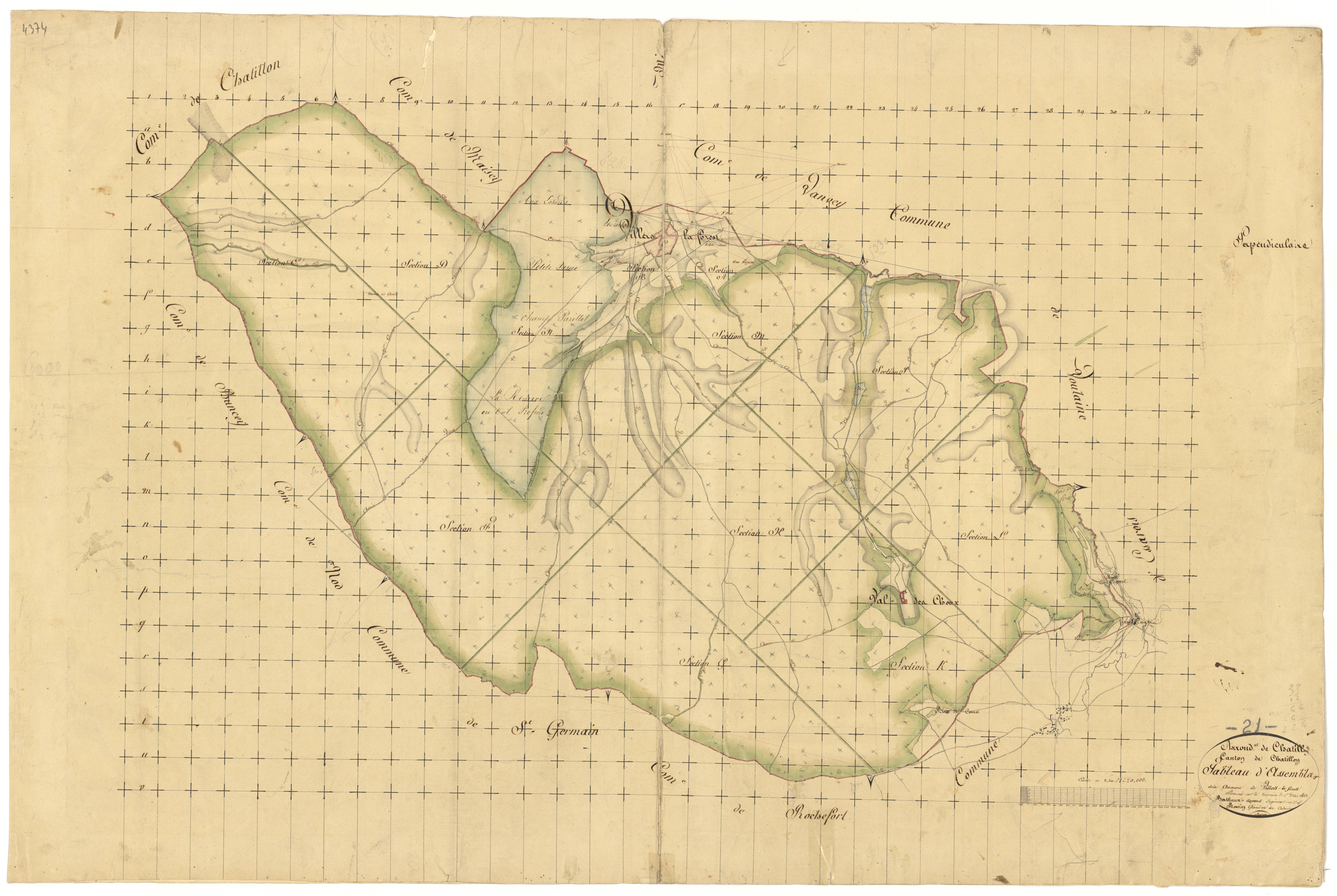 Villiers-le-Duc - Tableau d'assemblage - 3 P PLAN 704/1