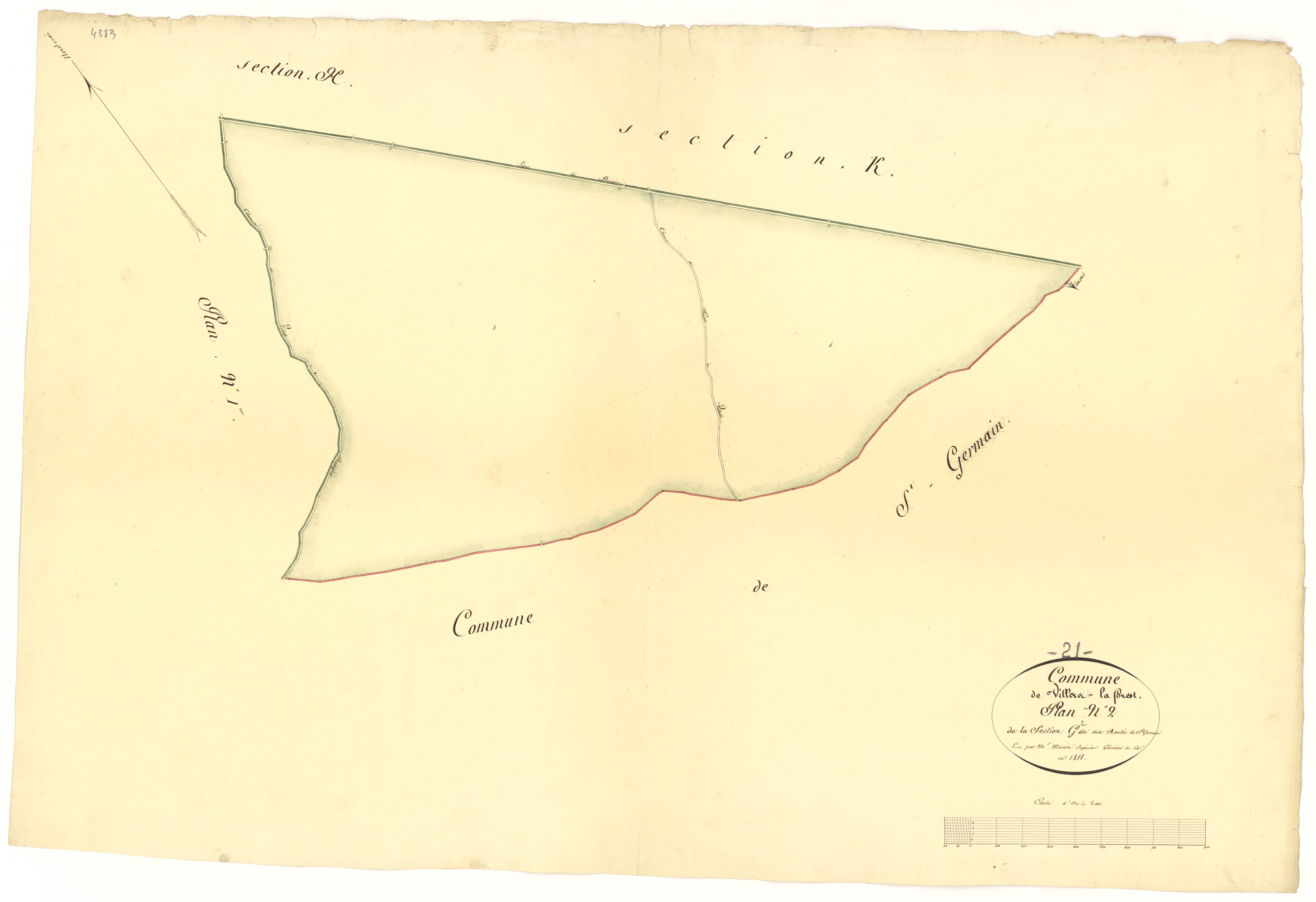 Villiers-le-Duc - Section G2 - 3 P PLAN 704/10