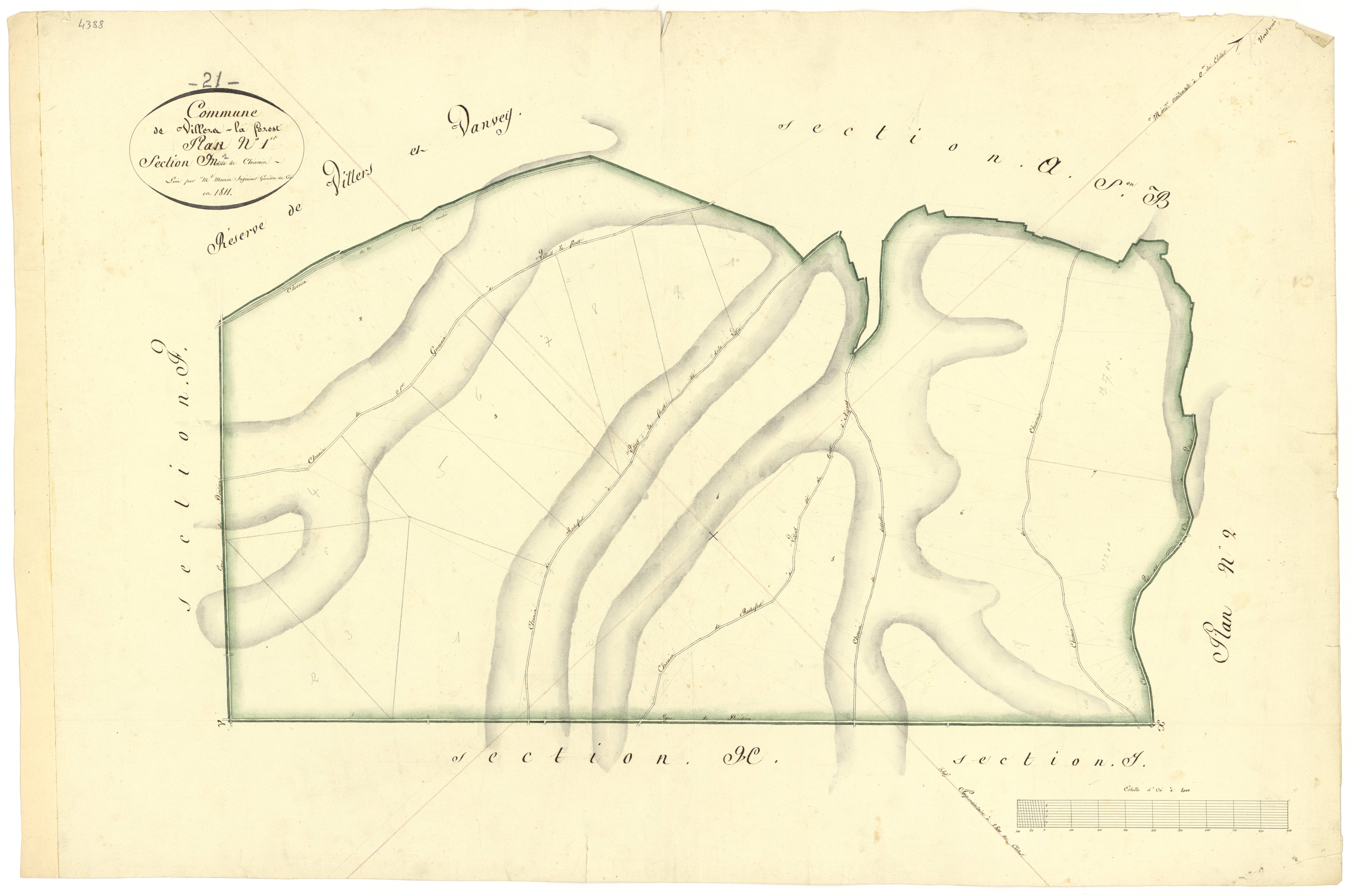 Villiers-le-Duc - Section M1 - 3 P PLAN 704/15