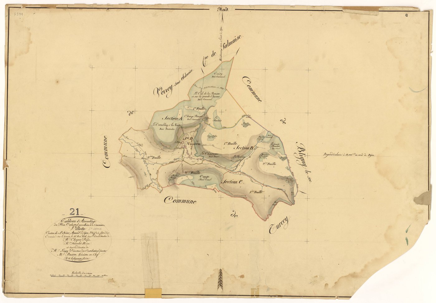 Villotte-Saint-Seine - Tableau d'assemblage - 3 P PLAN 705/1