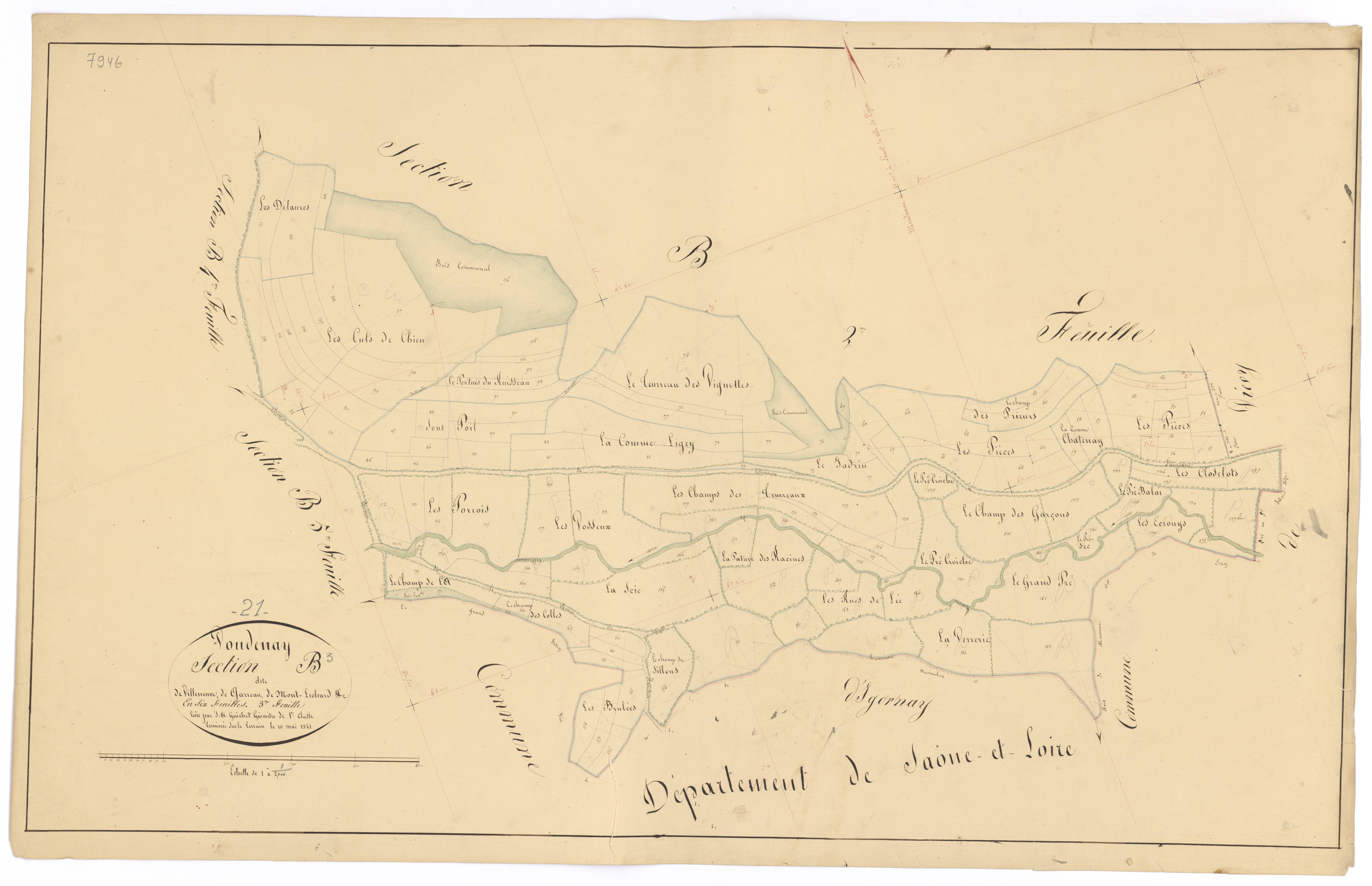 Voudenay - Section B3 - 3 P PLAN 715/8