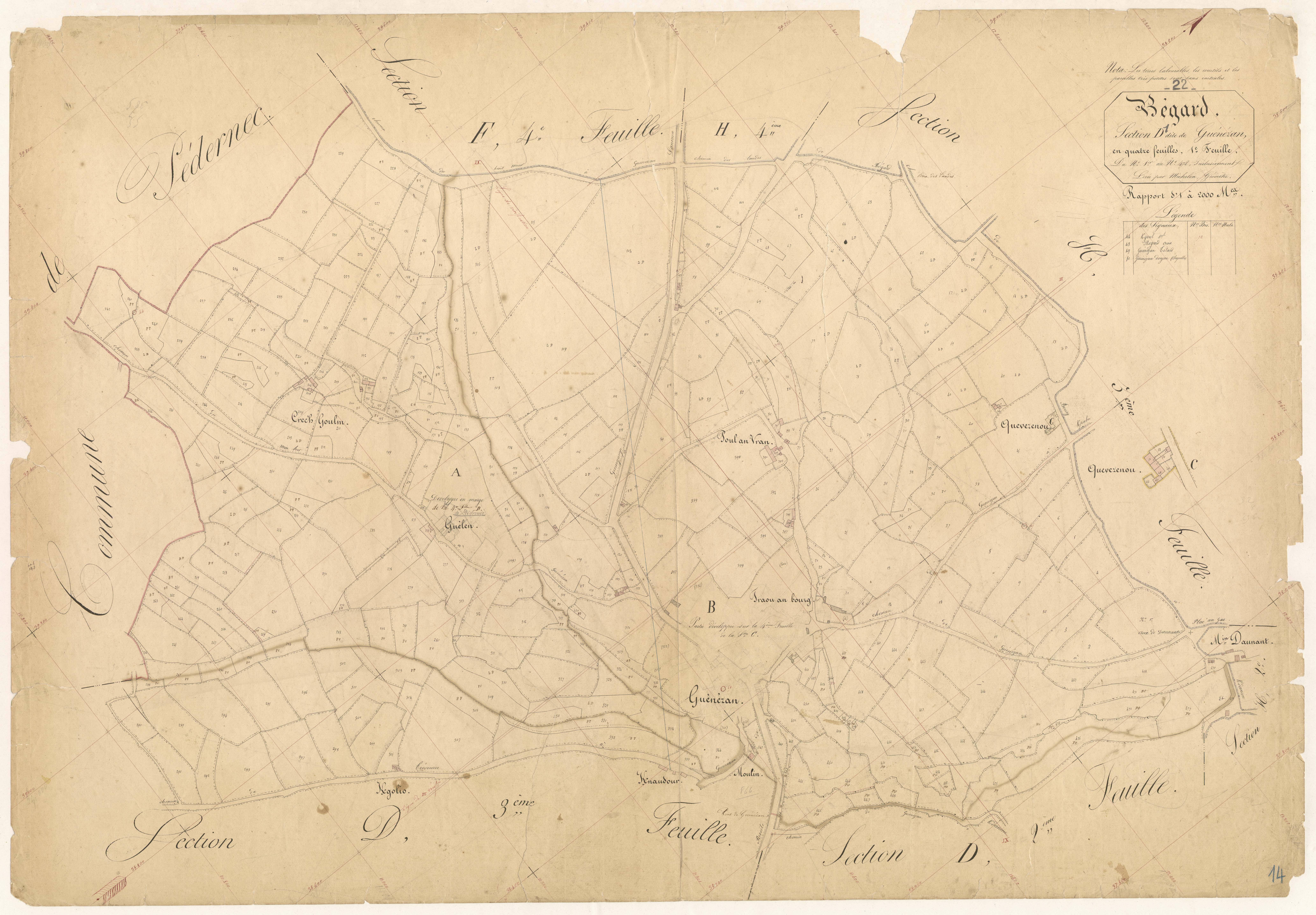Bégard - Section D, 1ère feuille