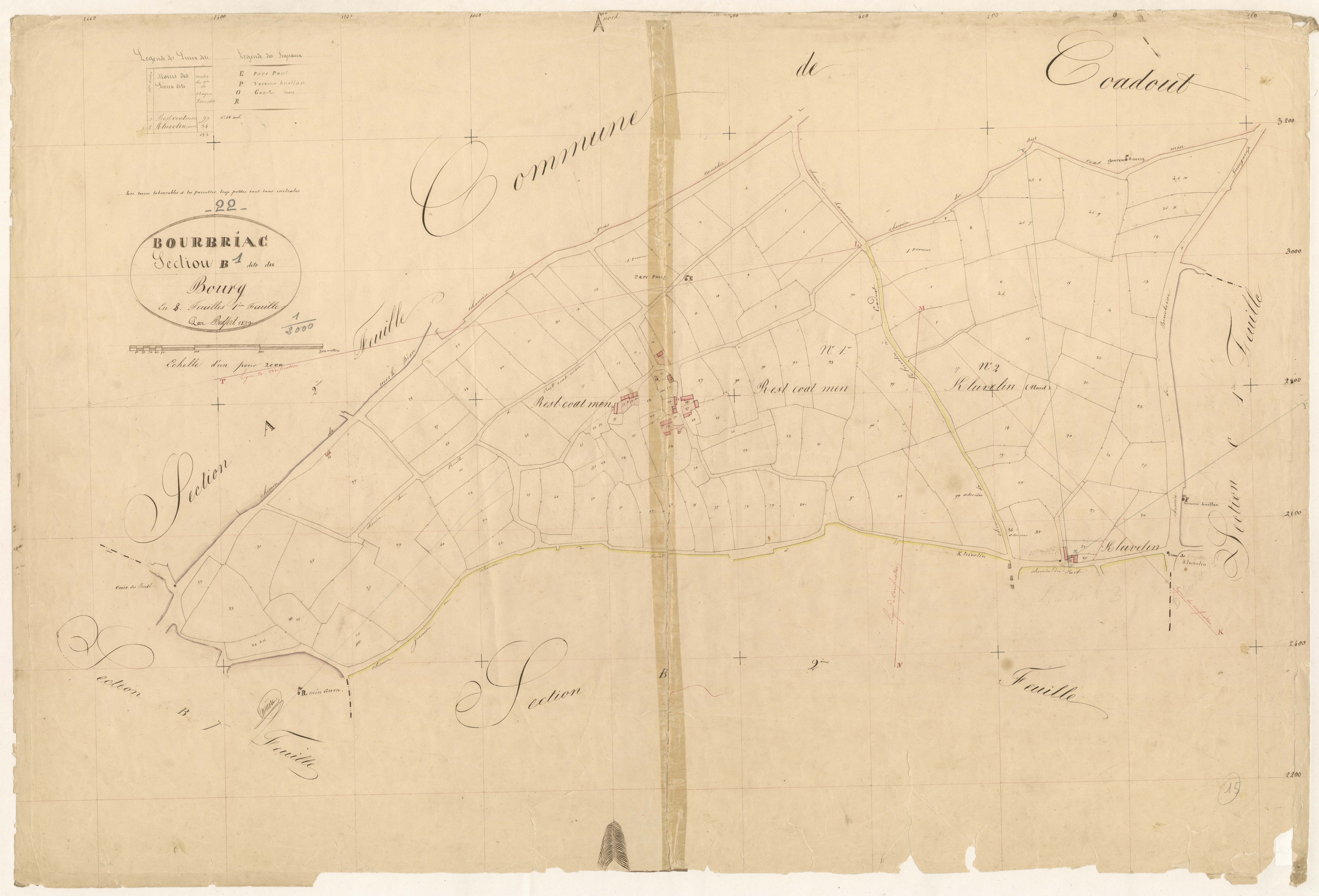 Bourbriac - Section B, 1re feuille