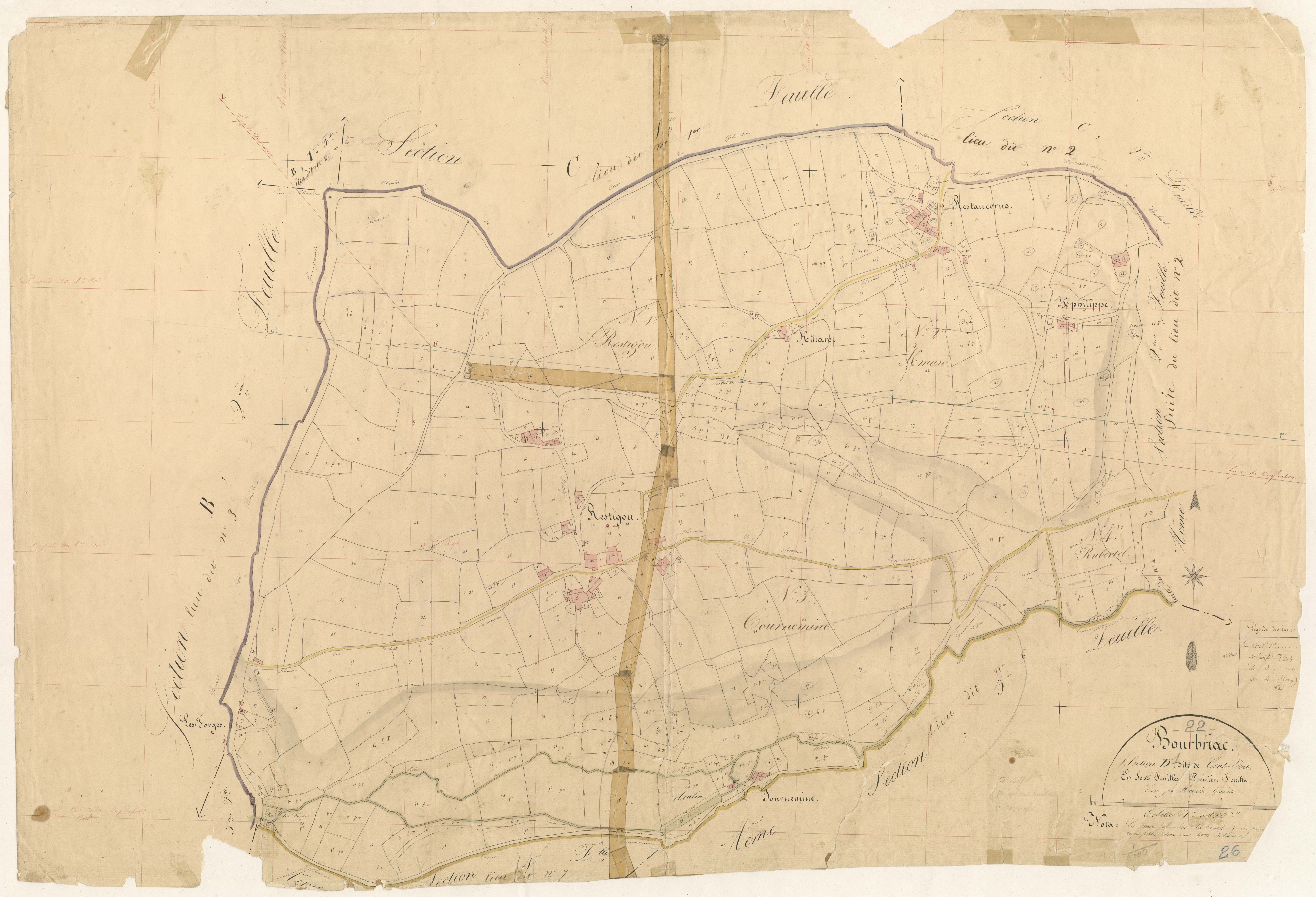 Bourbriac - Section D, 1re feuille