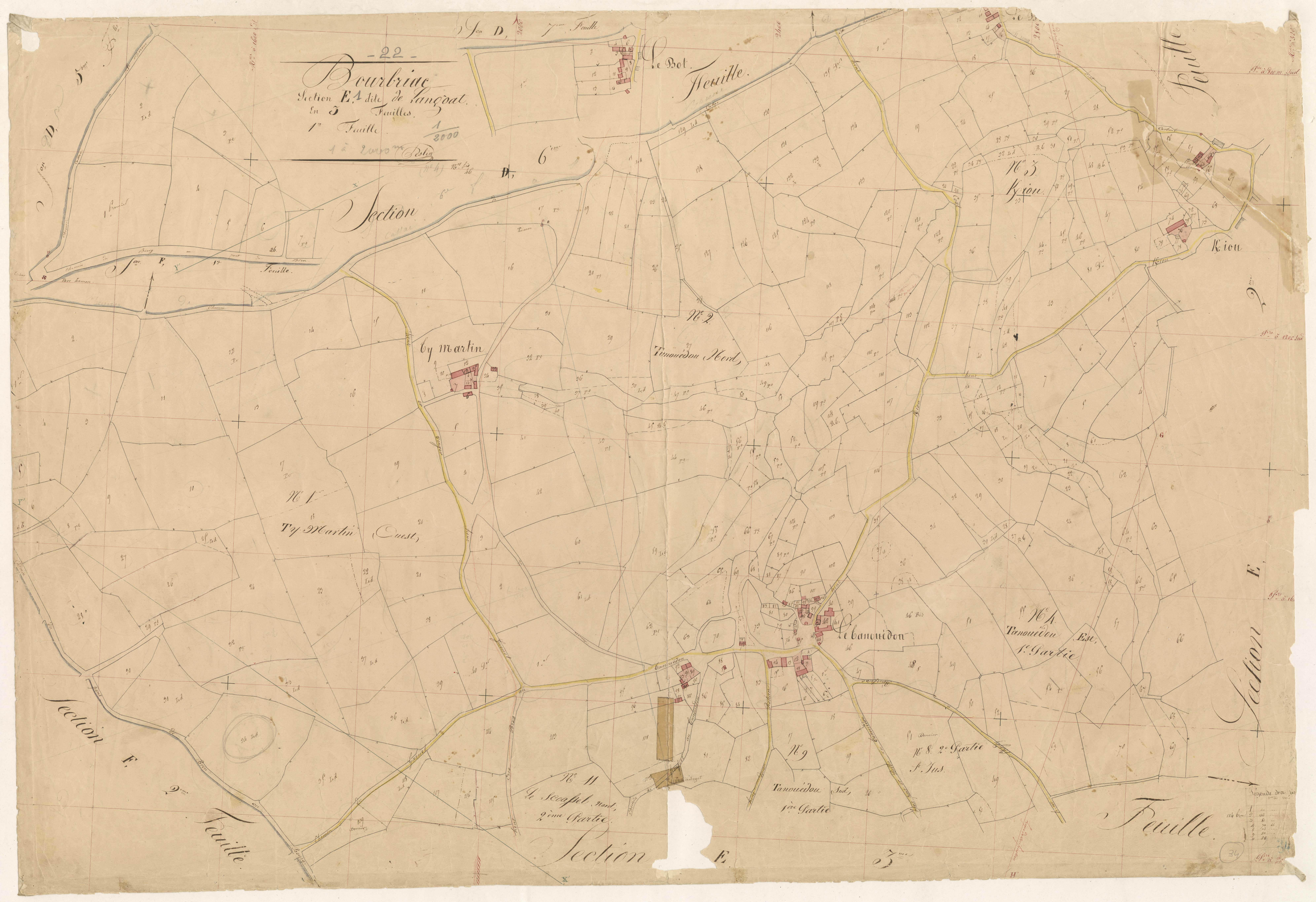 Bourbriac - Section E, 1re feuille