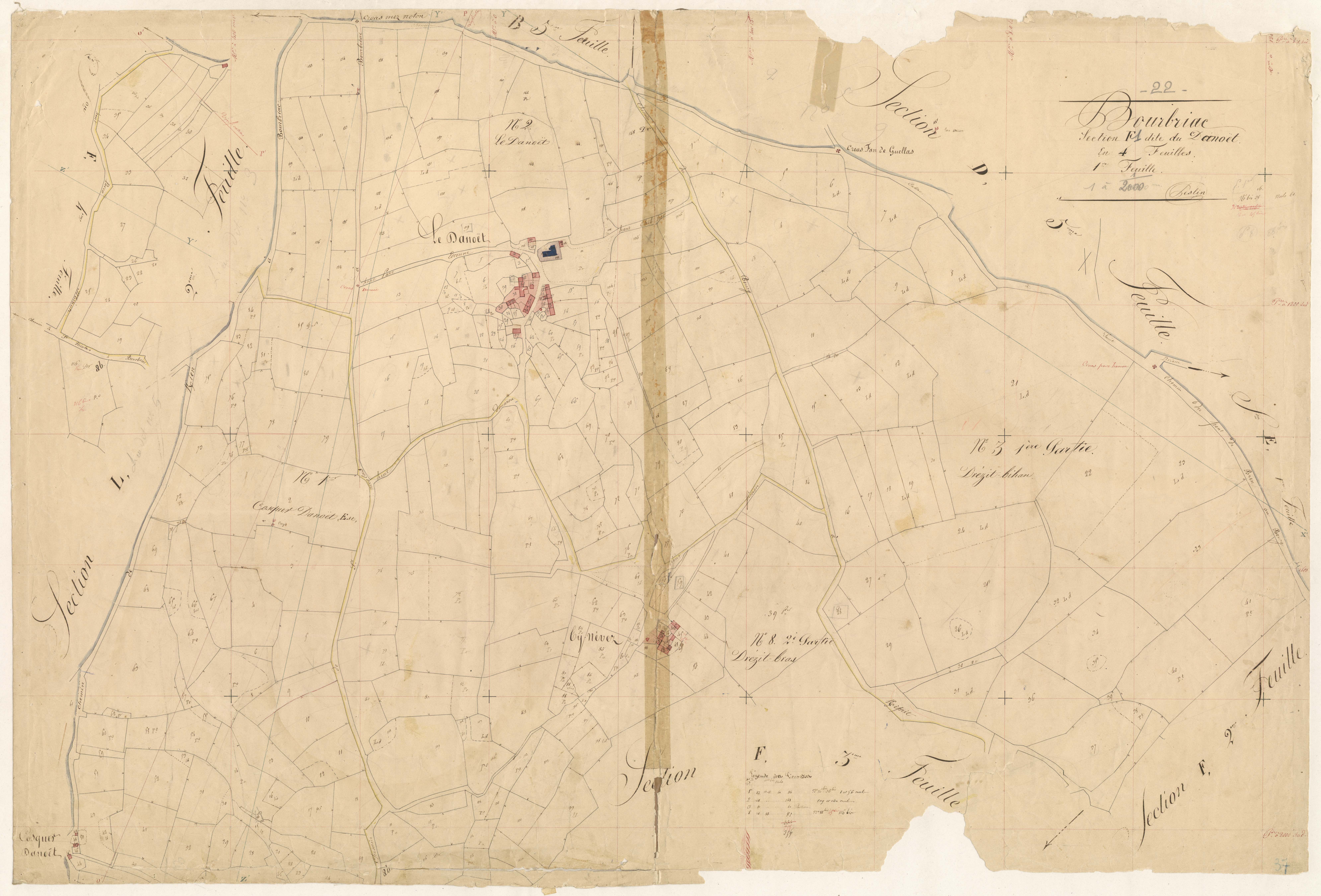Bourbriac - Section F, 1re feuille