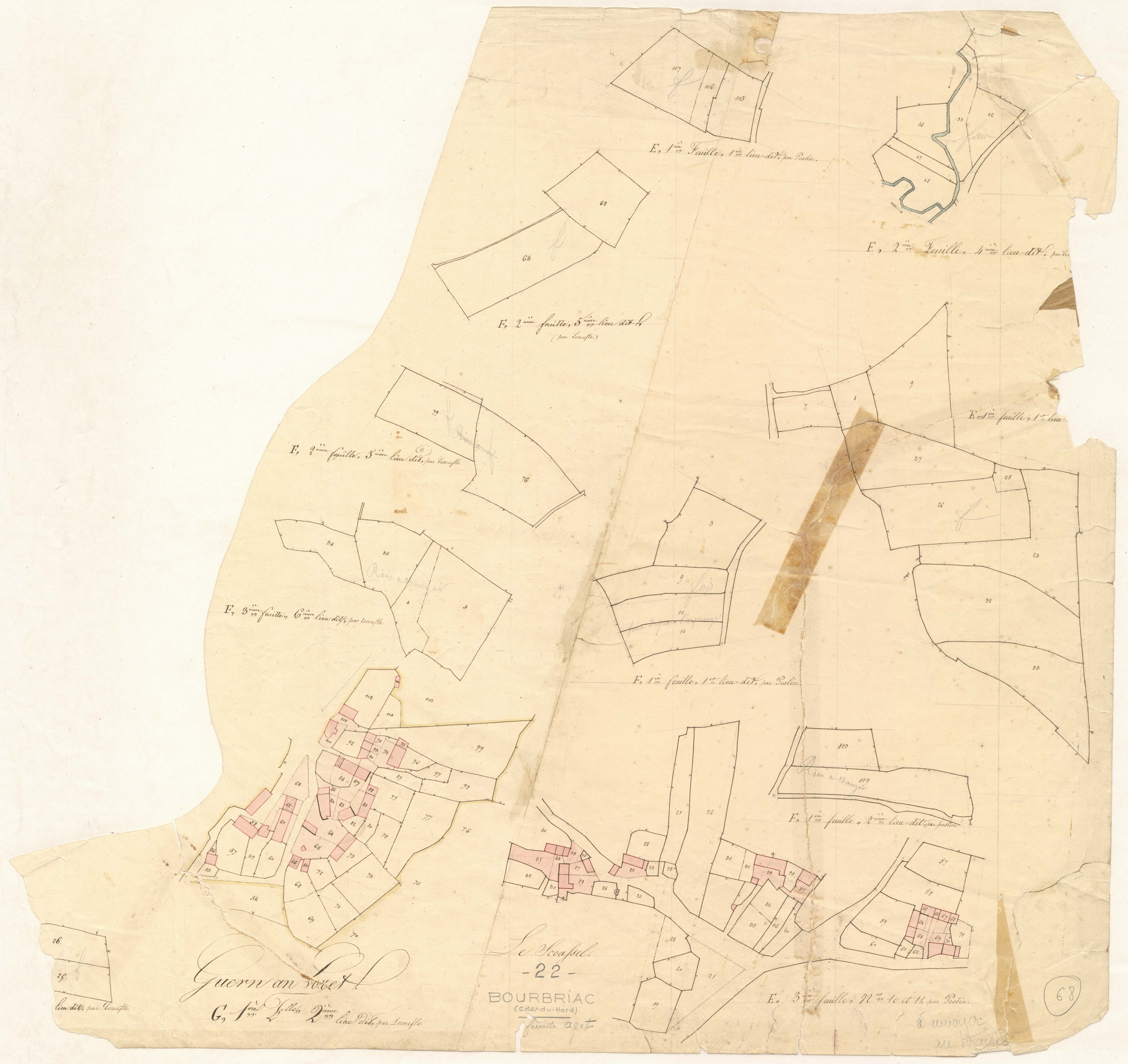 Bourbriac - Sections E, F, G : agrandissement