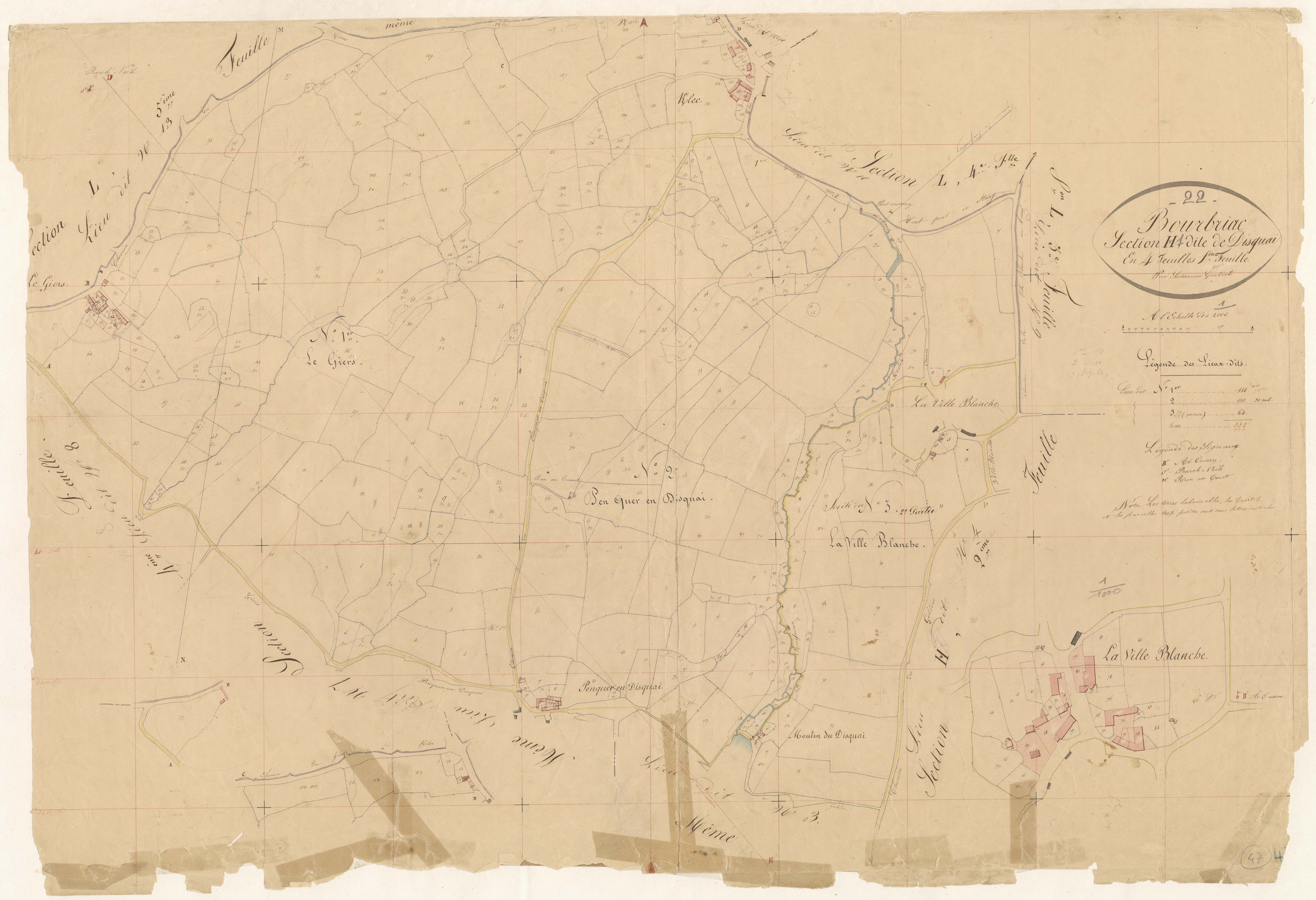 Bourbriac - Section H, 1re feuille