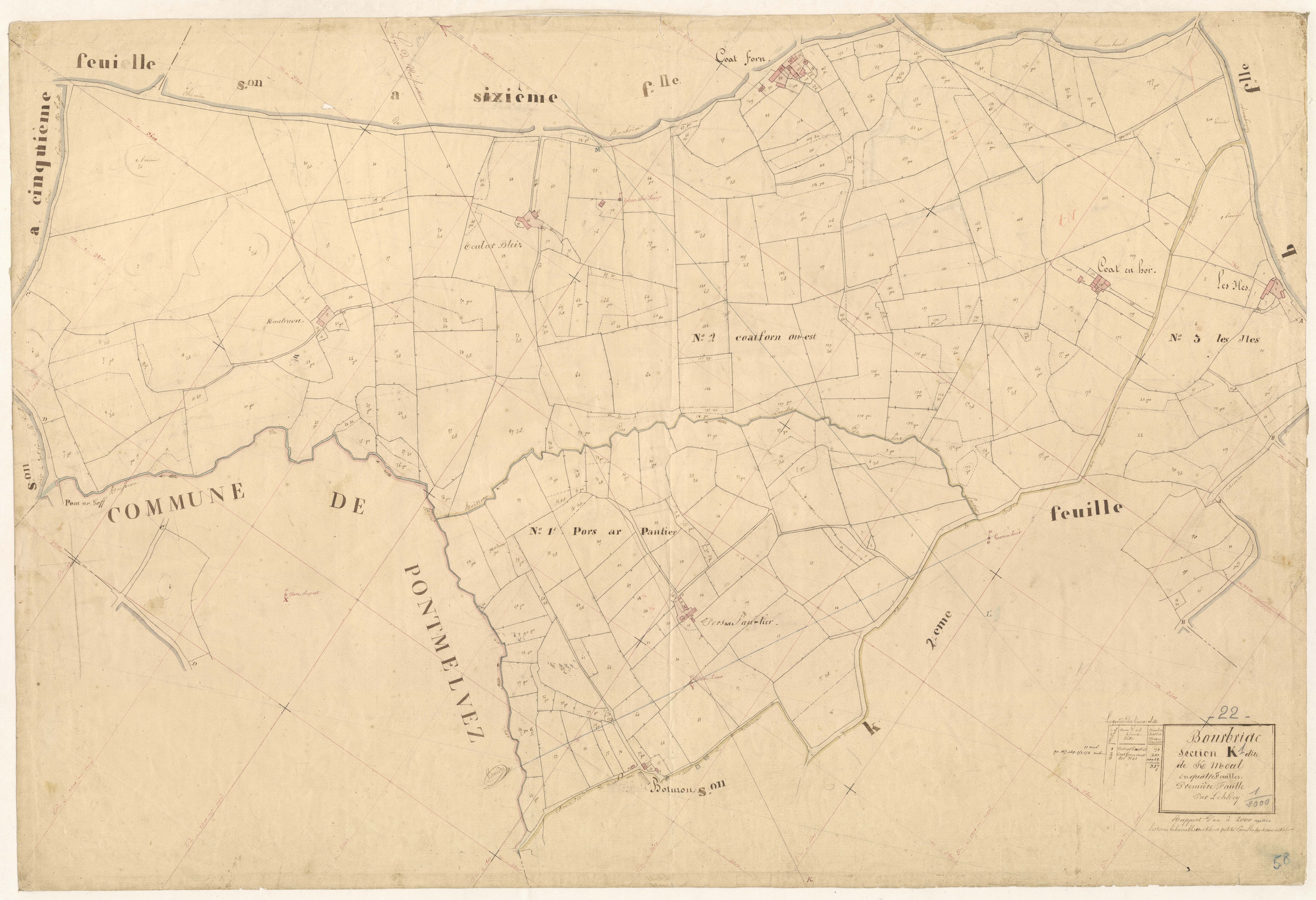 Bourbriac - Section K, 1re feuille