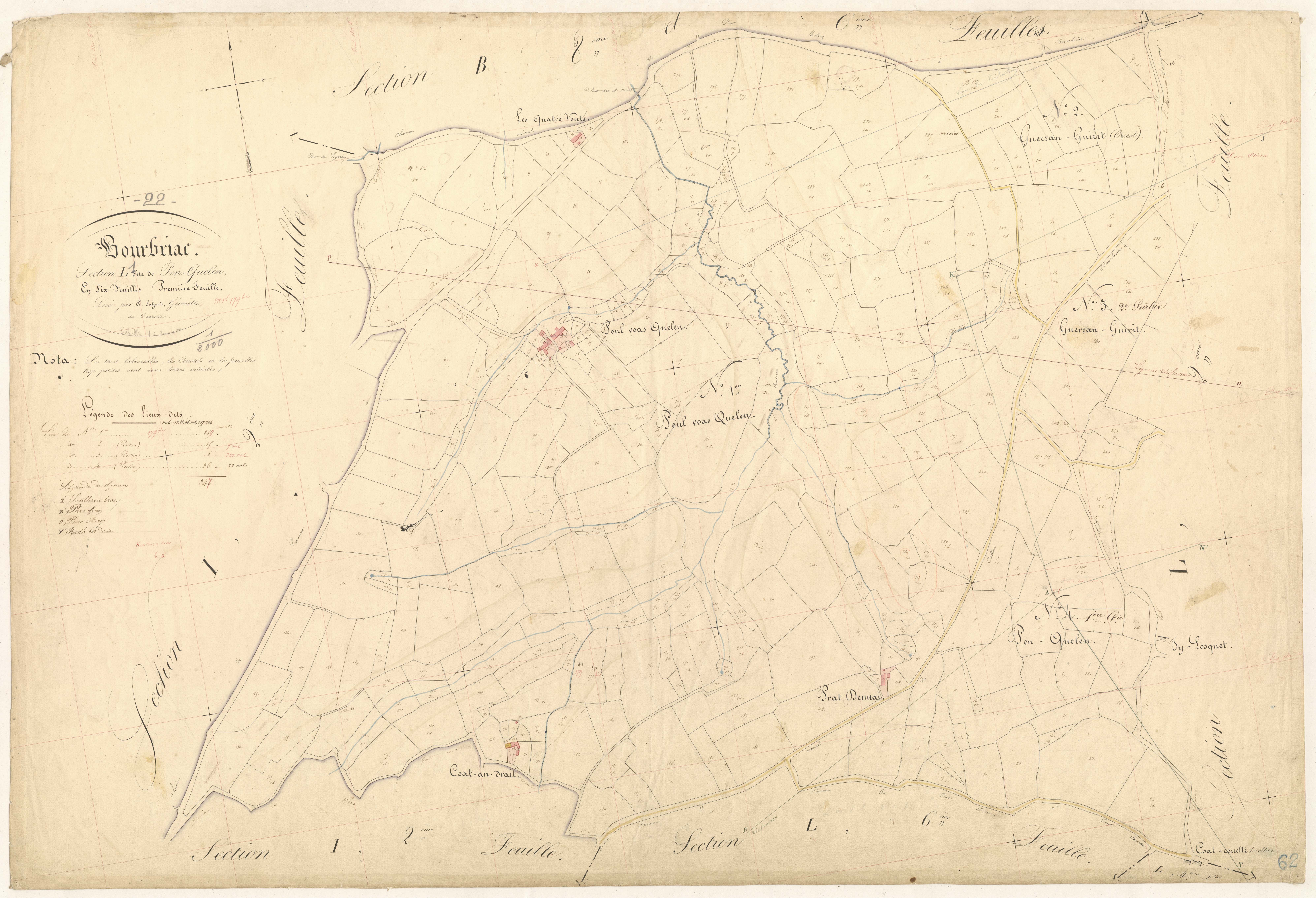 Bourbriac - Section L, 1re feuille