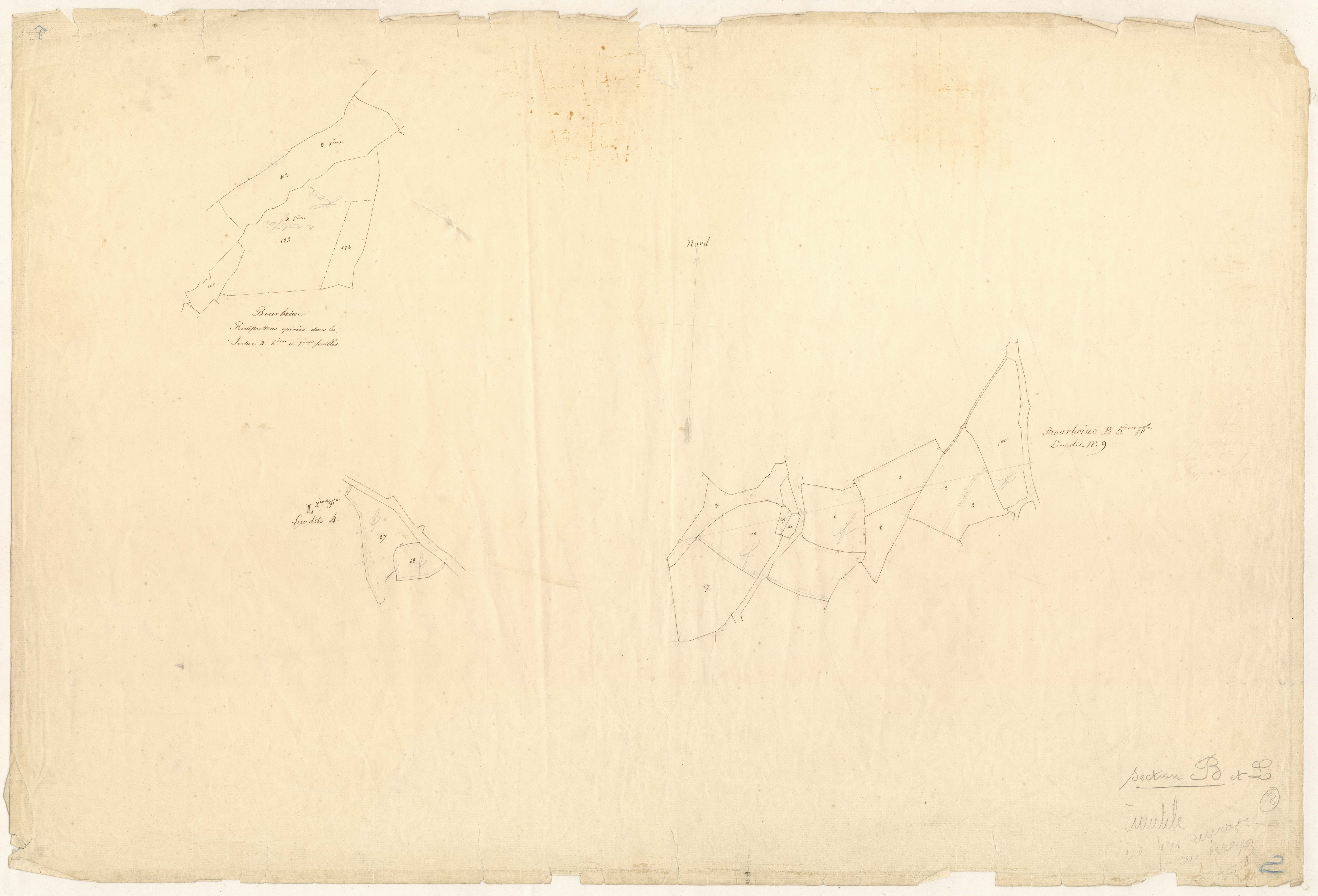 Bourbriac - Sections B à L : rectifications