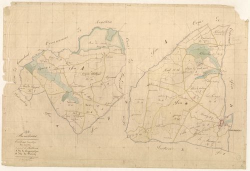 Bourbriac - Tableau d'assemblage : sections A et B