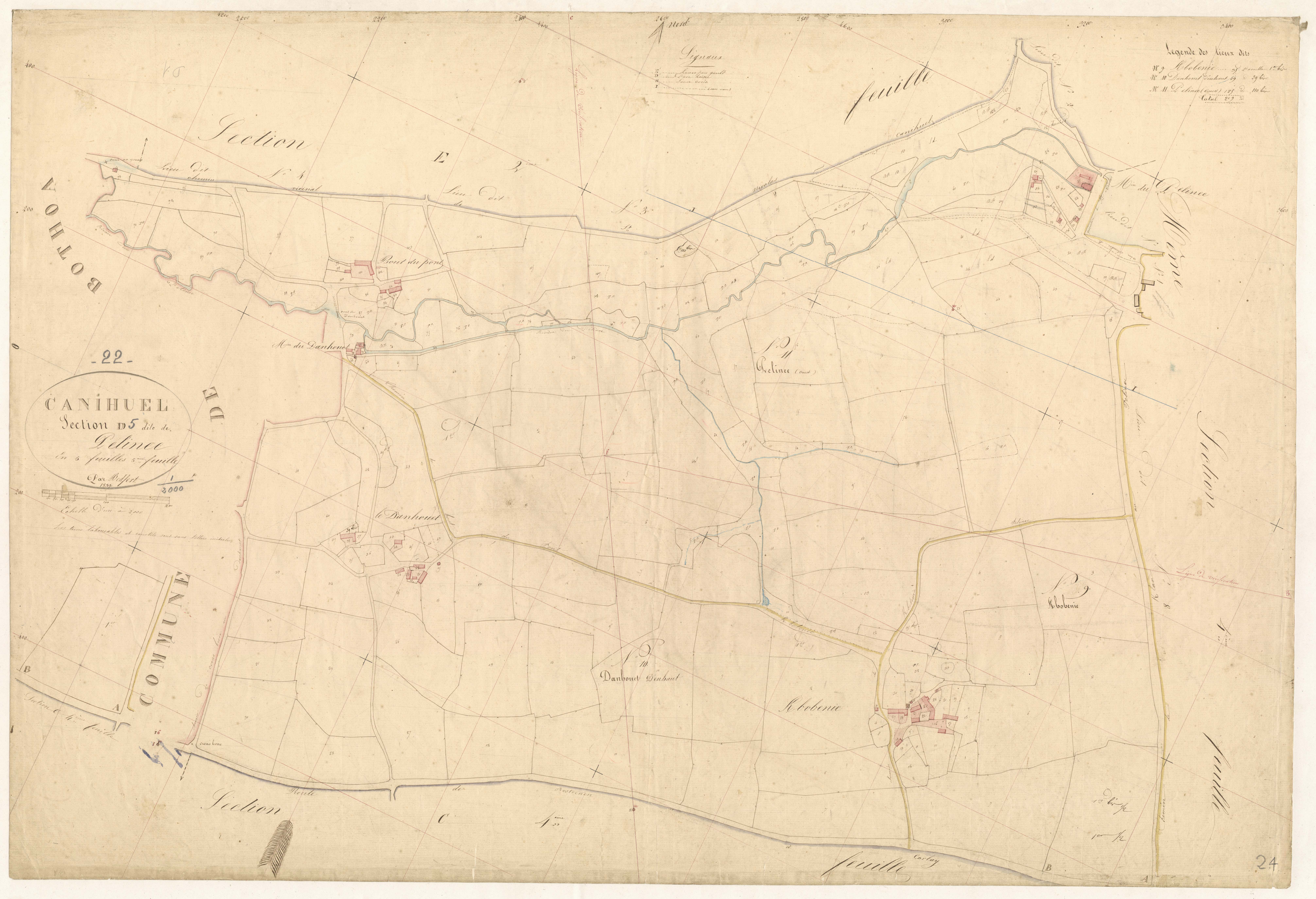 Canihuel - Tableau d'assemblage : sections E, F