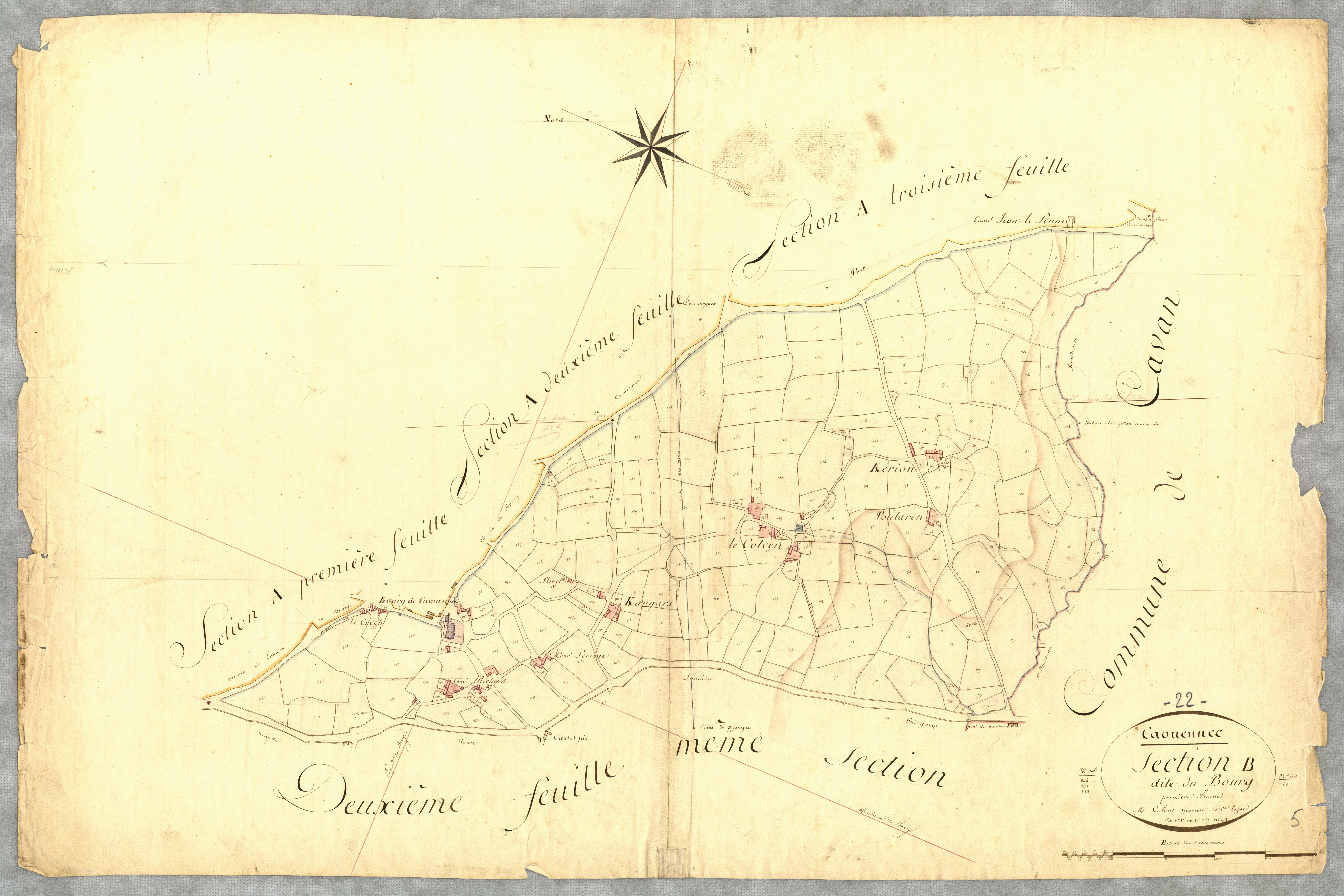 Caouënnec-Lanvézéac - Section B, 1re feuille