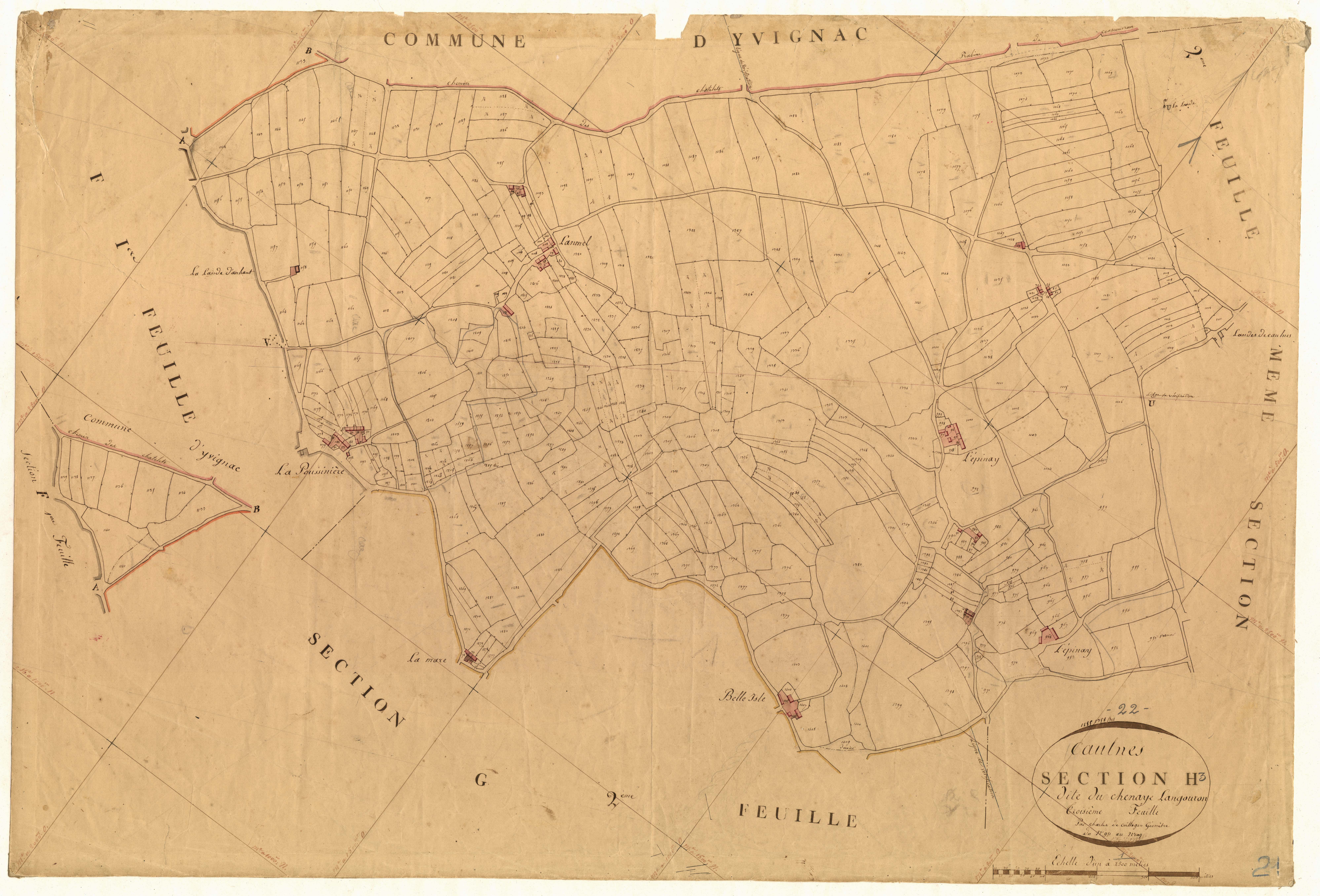 Caulnes - Section H, 3e feuille