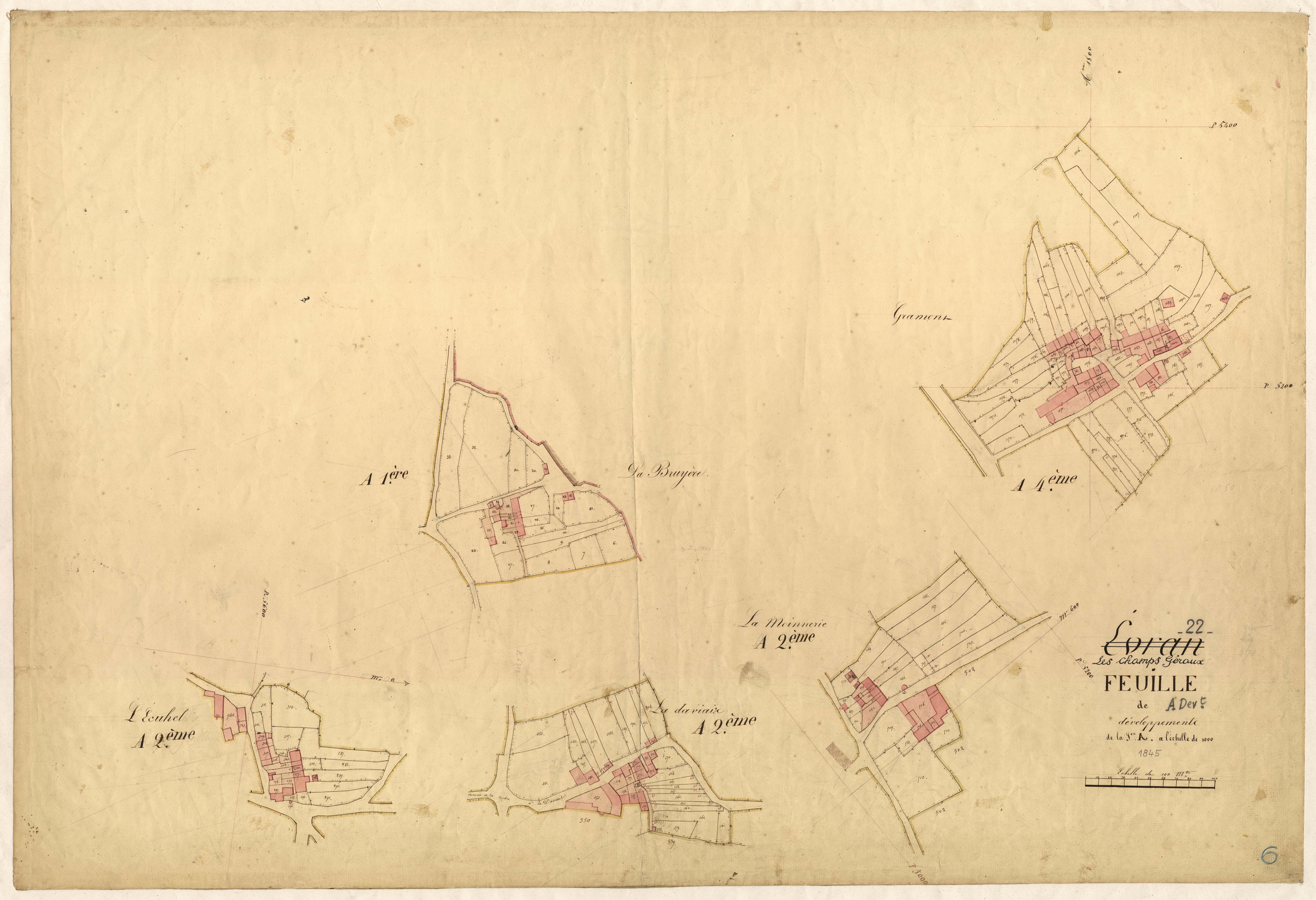 Champs-Géraux - Section A, 1re, 2e et 4e feuilles : développement
