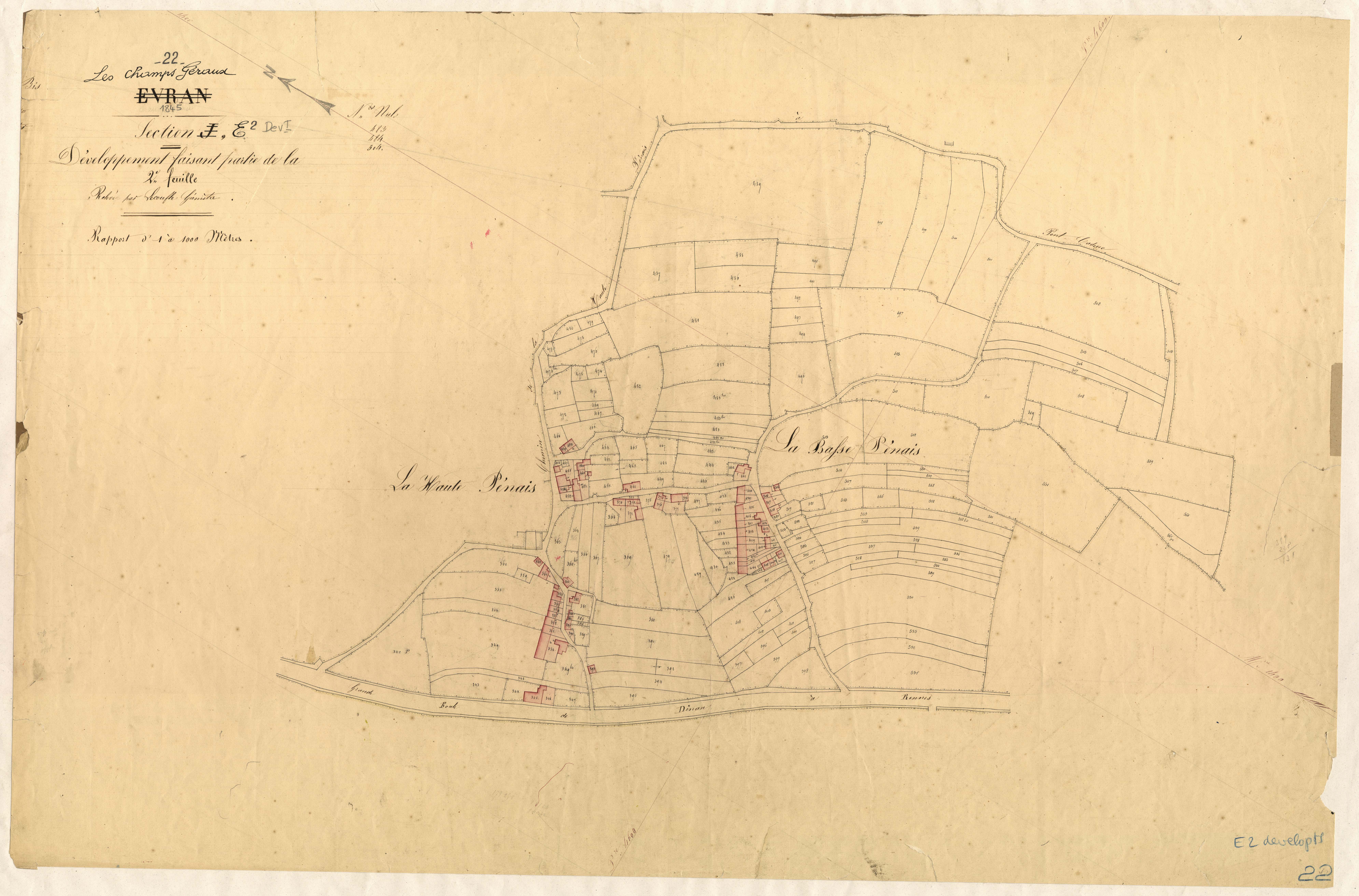 Champs-Géraux - Section E, Développement de la 2e feuille