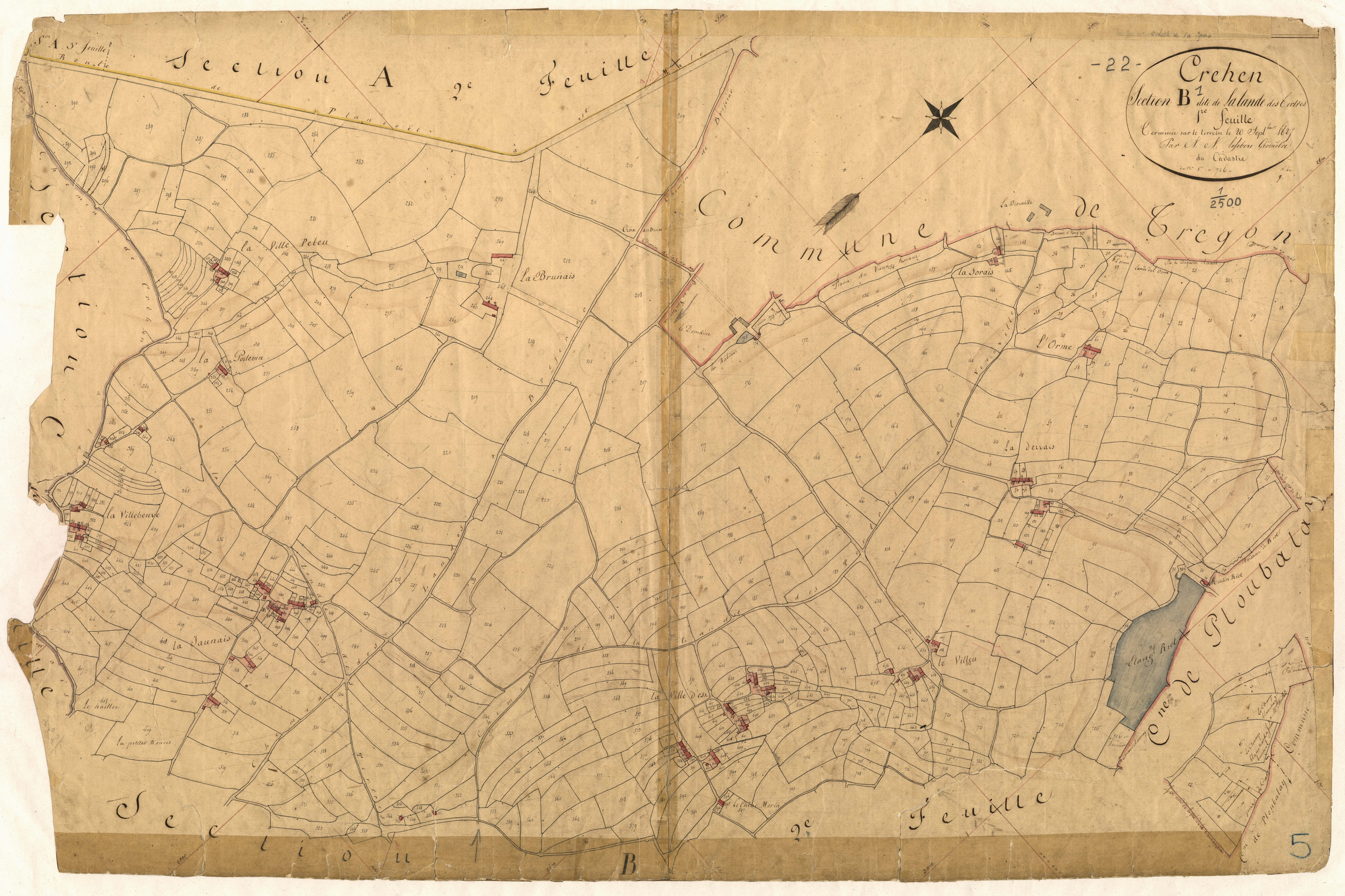 Créhen - Section B, 1re feuille