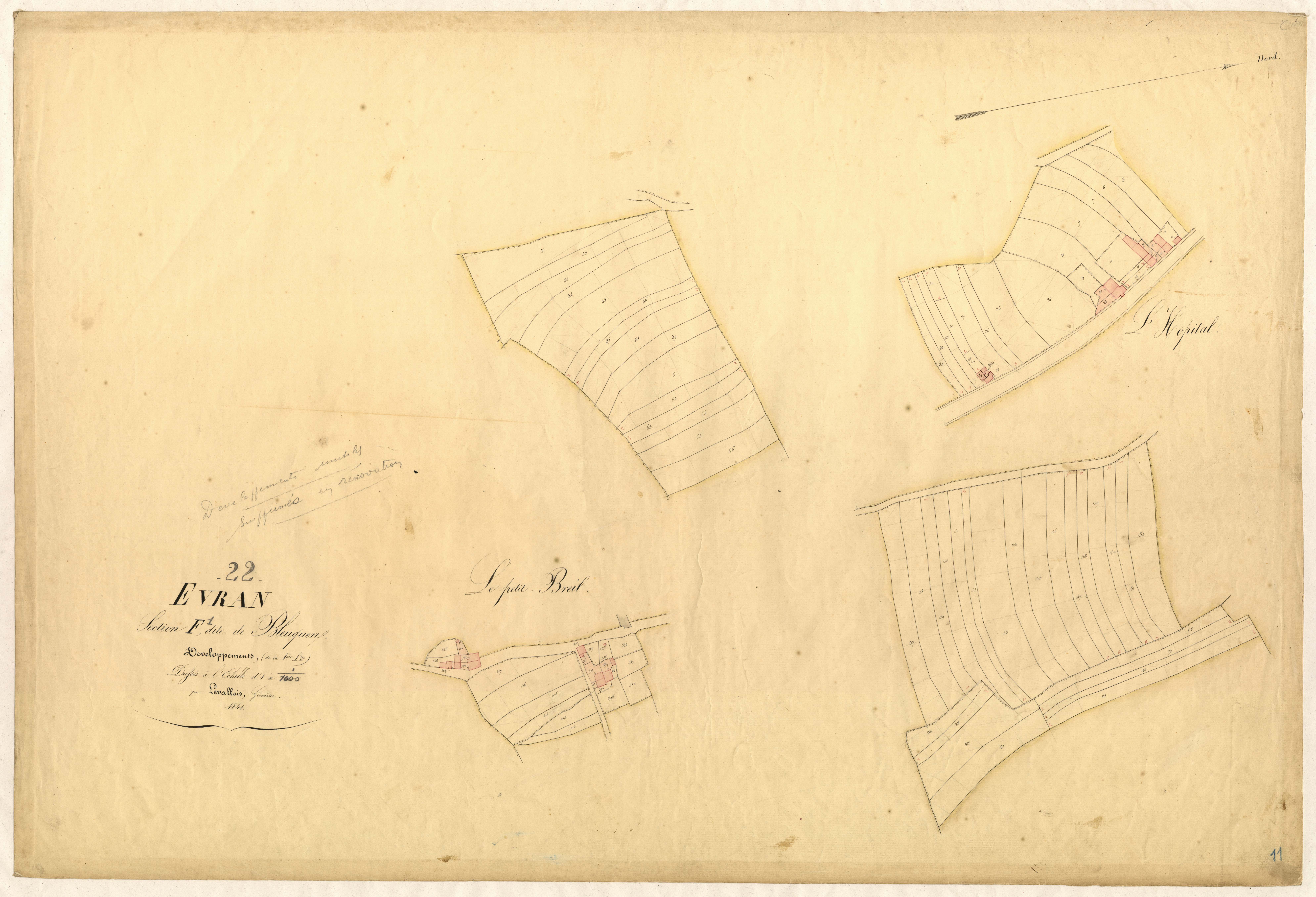 Évran - Section F, 1re feuille : développement