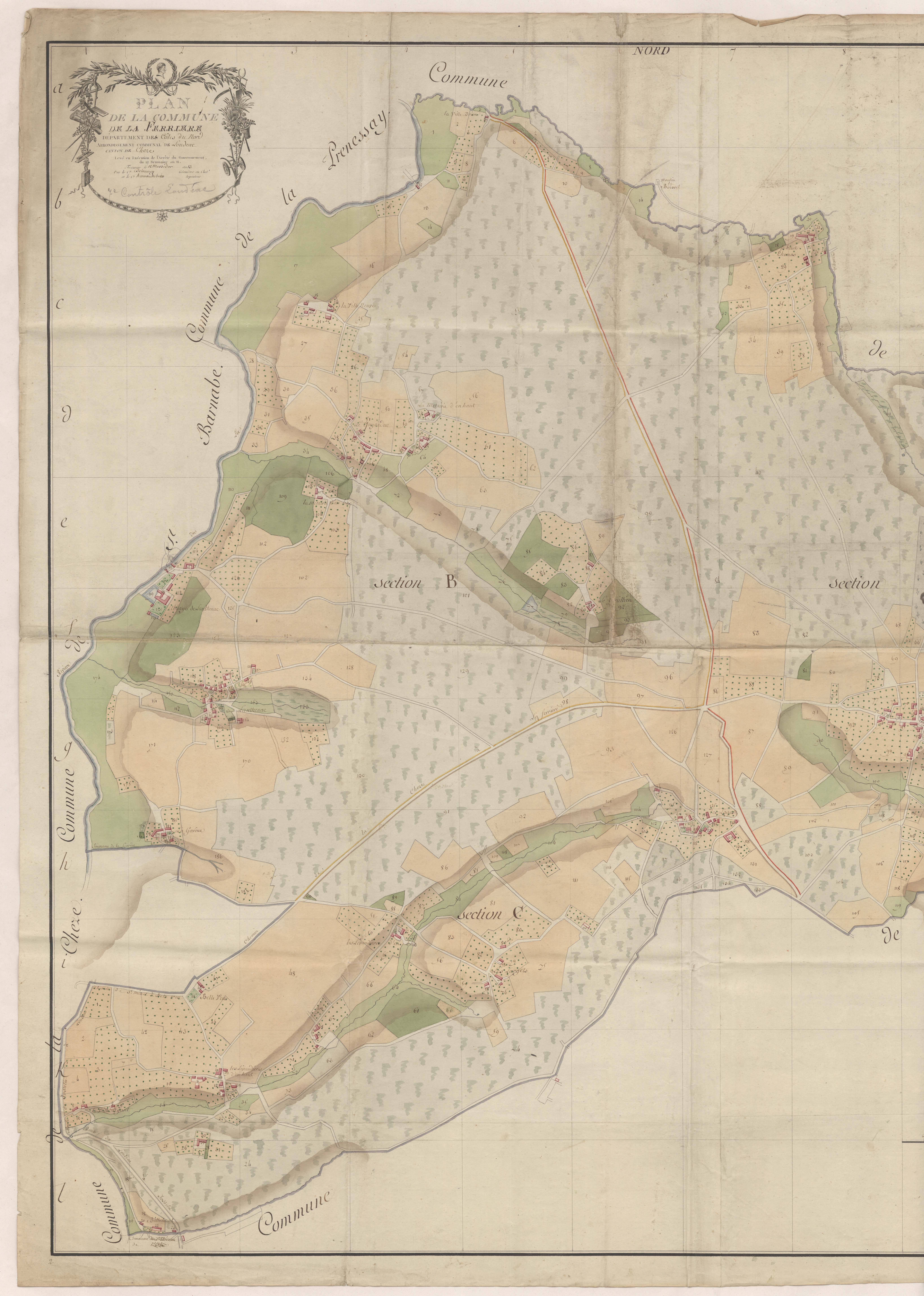 La Ferrière - Plan par masse de culture, partie Ouest
