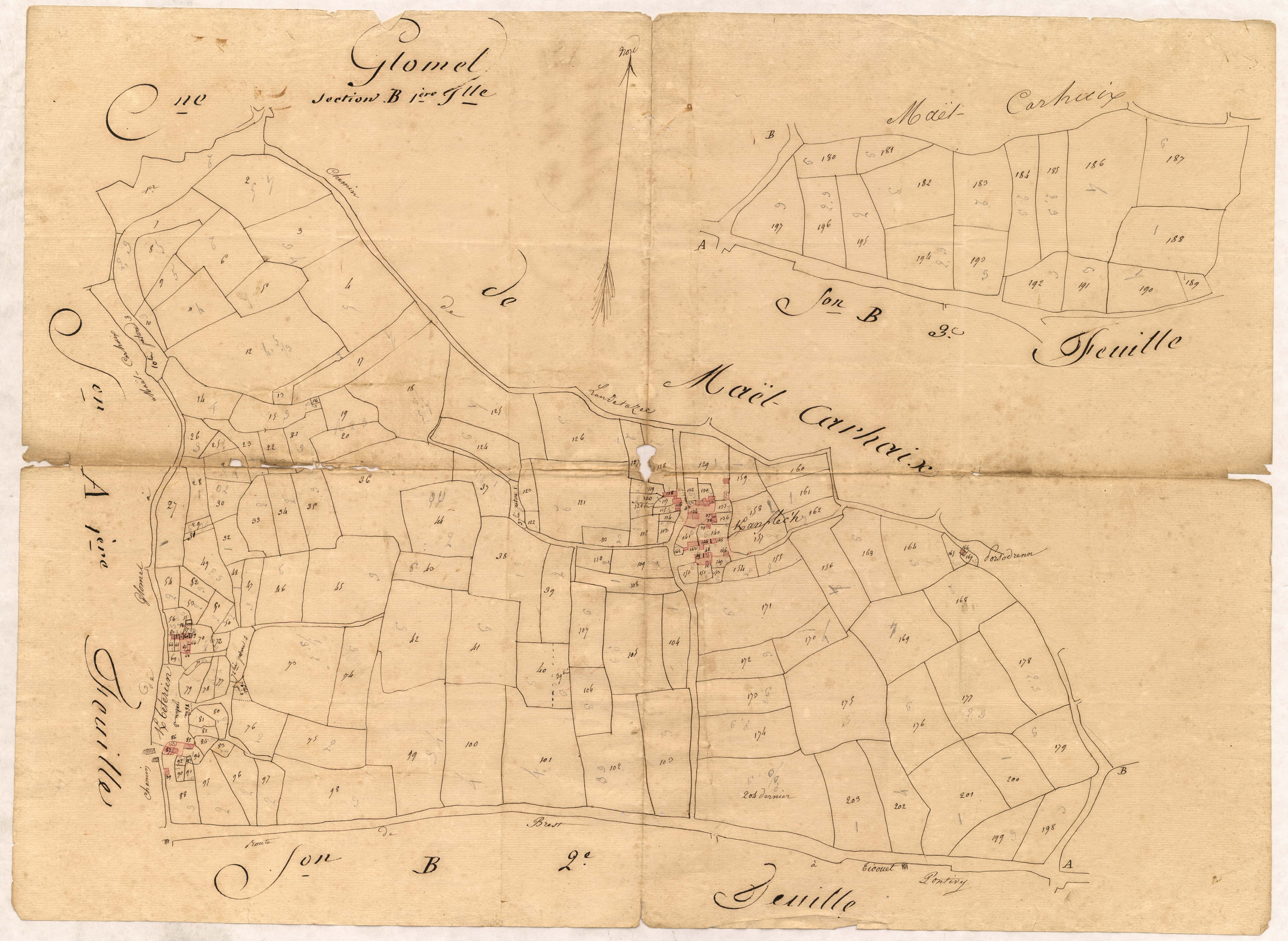 Glomel - Section B, 1re feuille