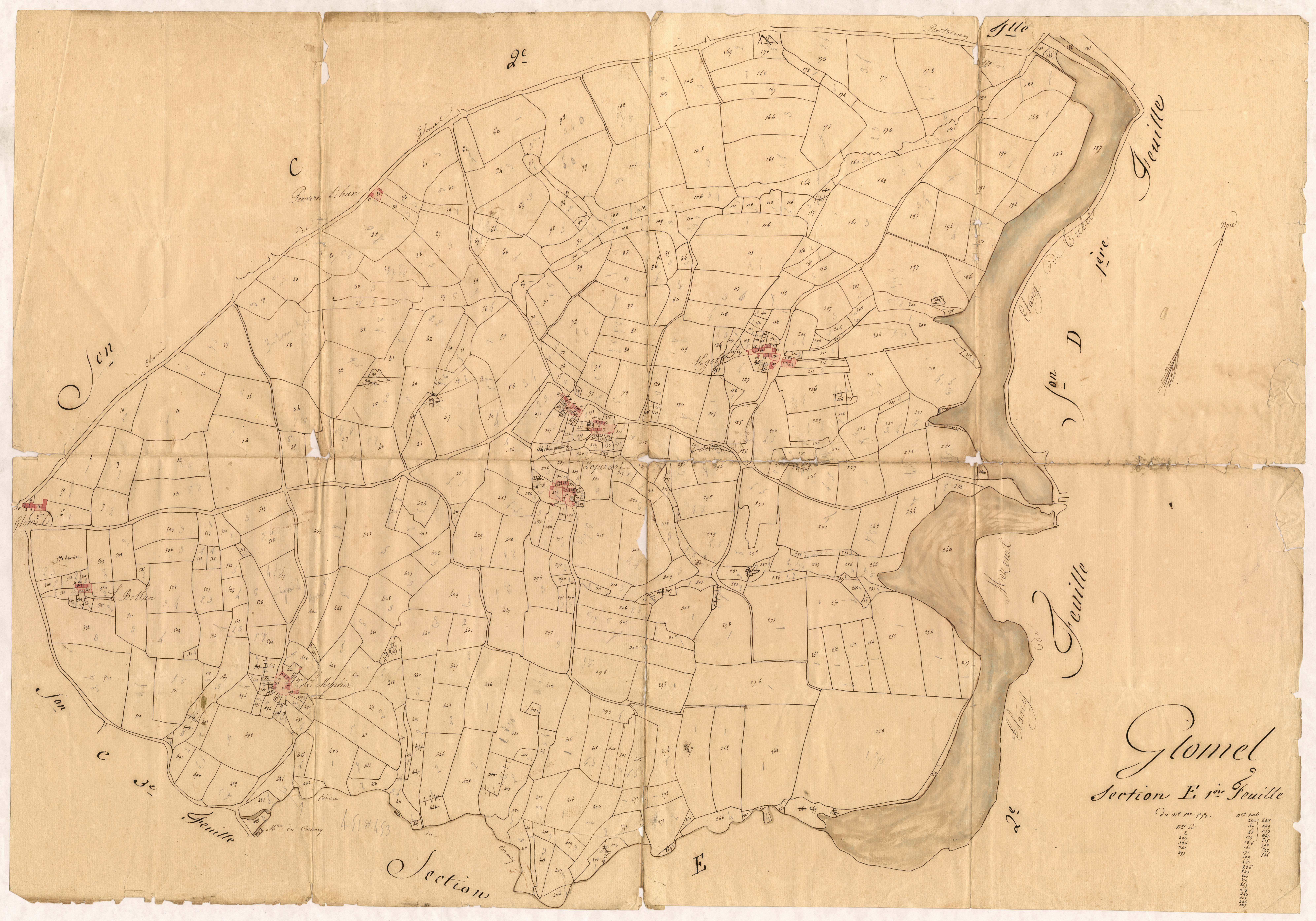 Glomel - Section E, 1re feuille
