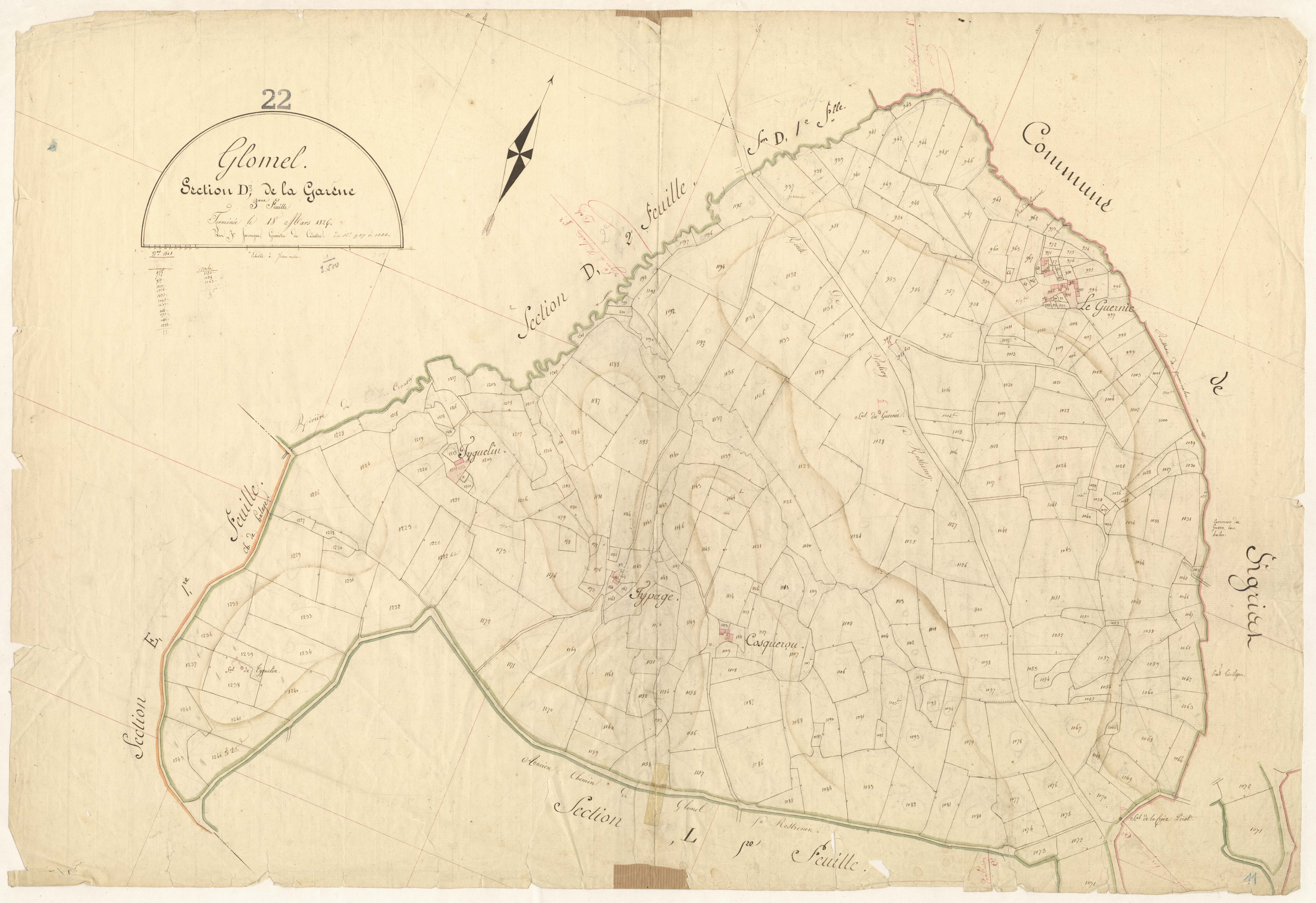 Glomel - Section D, 3e feuille