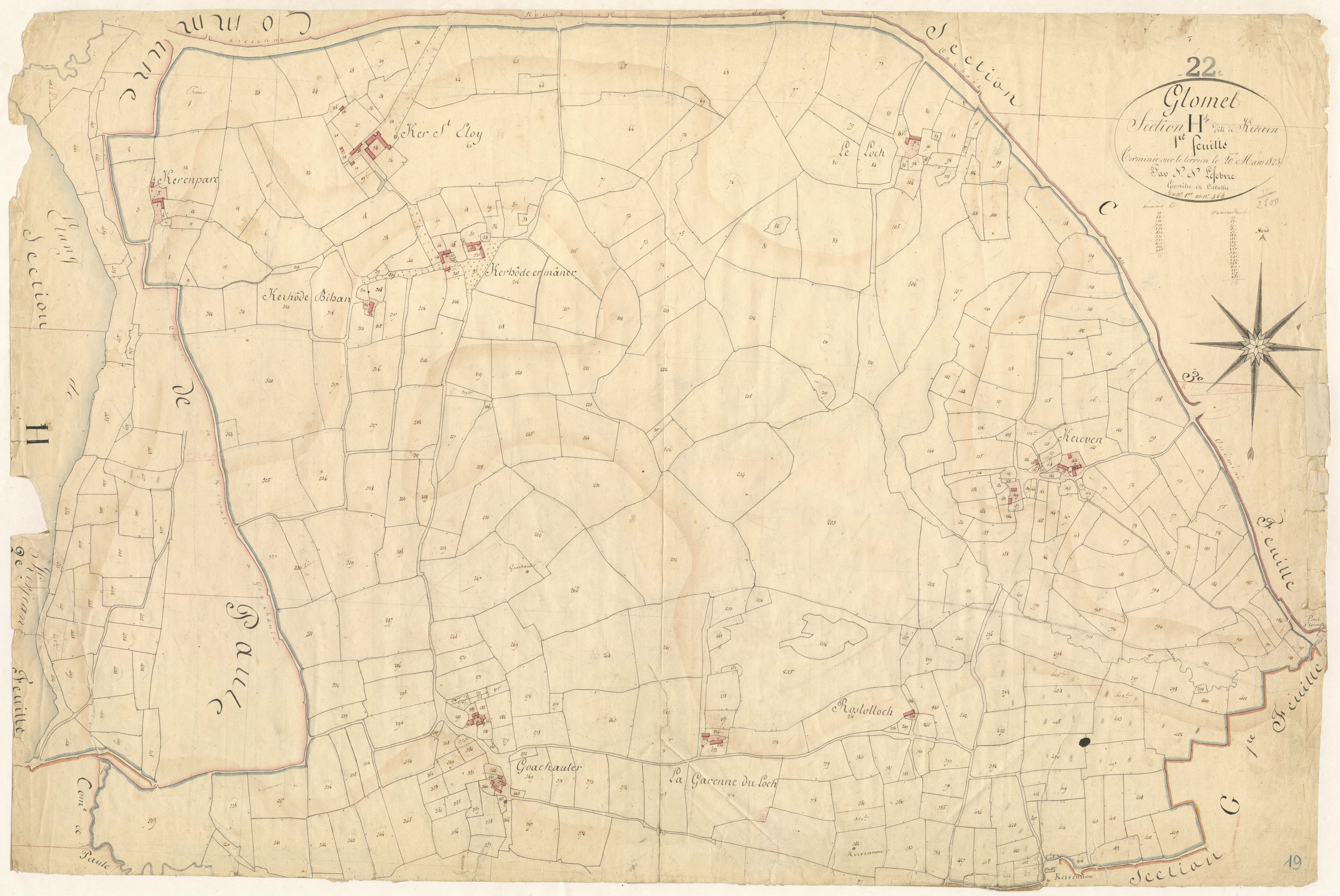 Glomel - Section H, 1re feuille