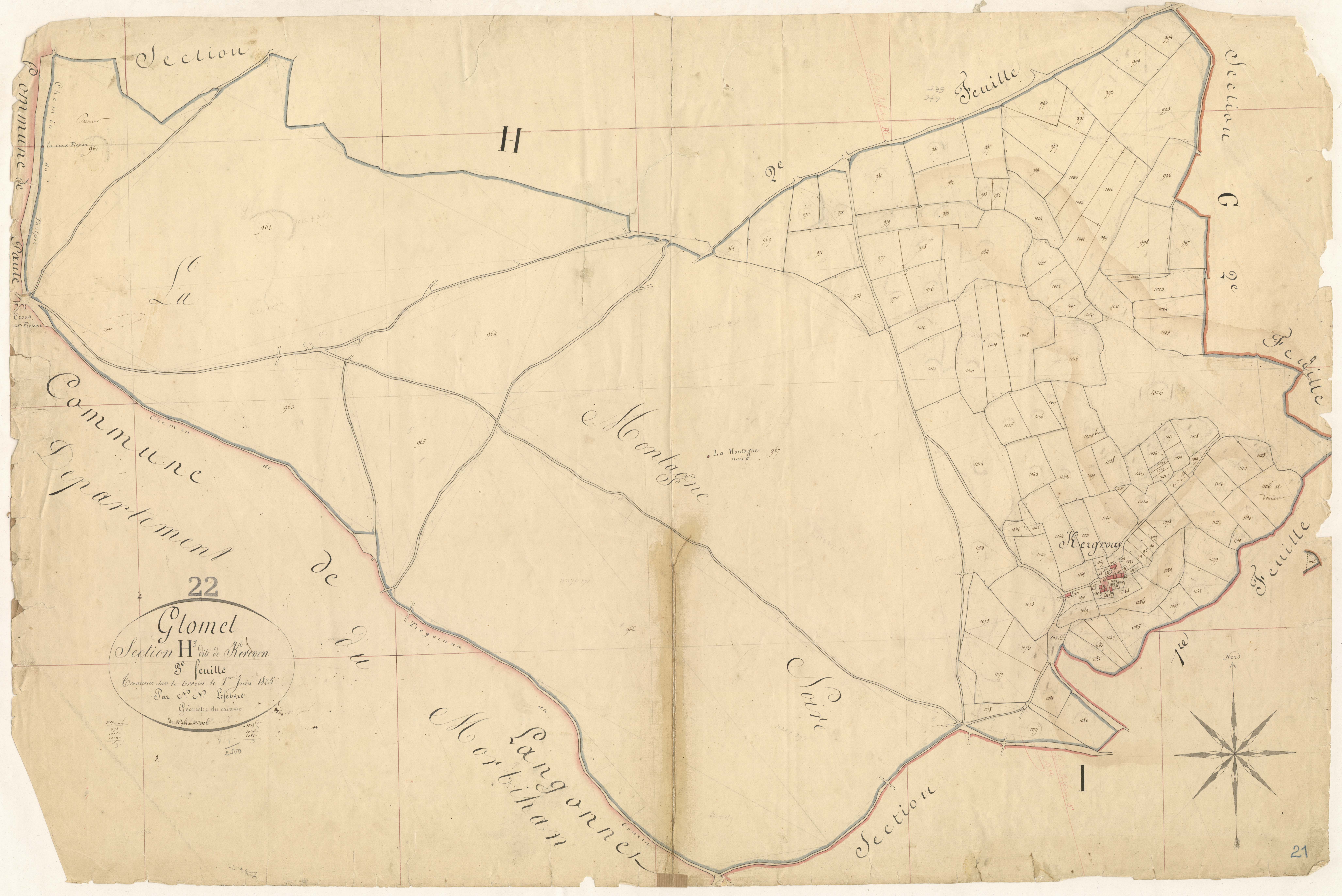 Glomel - Section H, 3e feuille